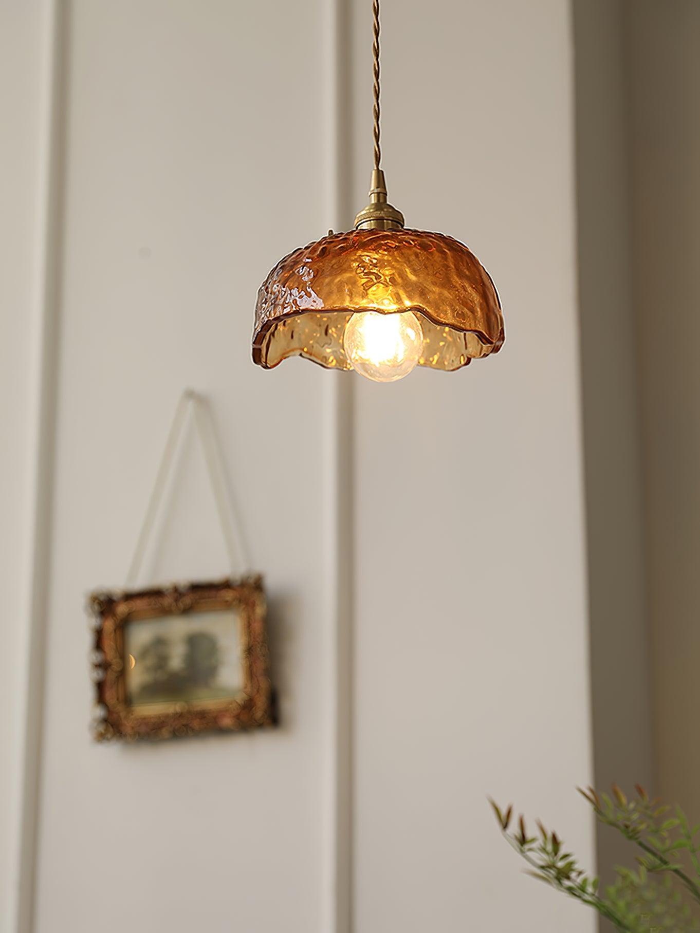 Vintage Brown Glass Pendant Light - Lumpaz