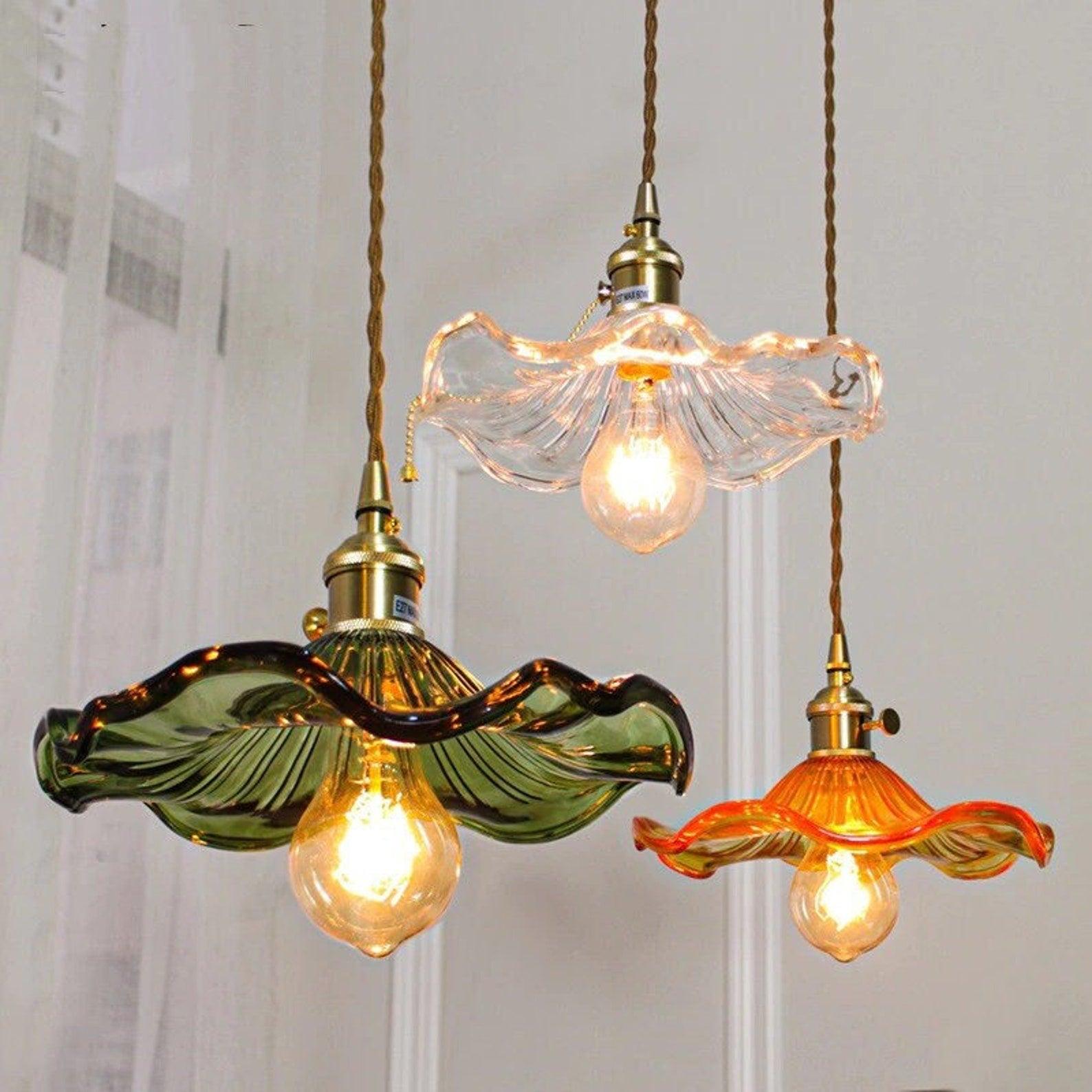 Glass Hibiscus Flower Pendant Light - Lumpaz