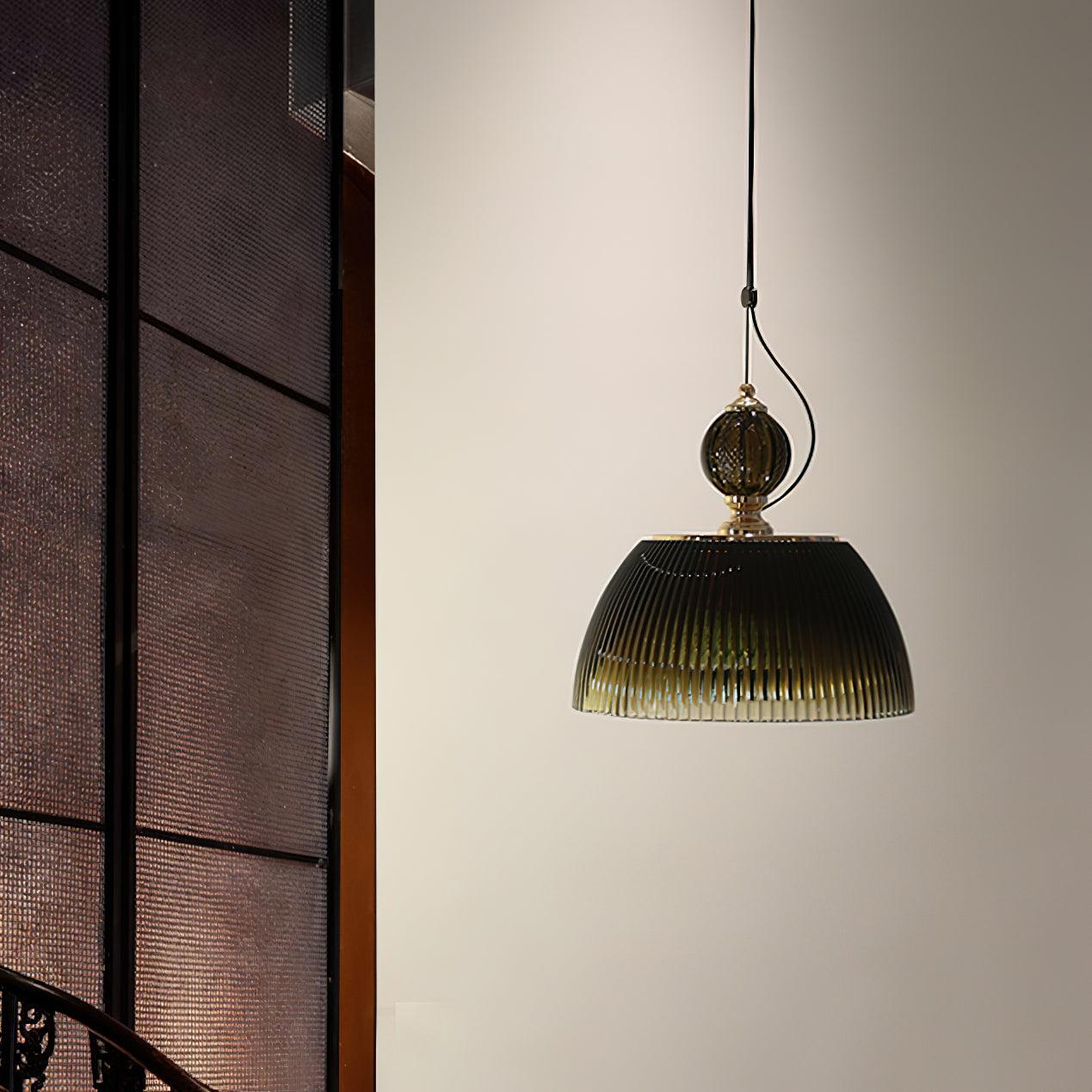 Green Glass Bowl Pendant Lamp - Lumpaz