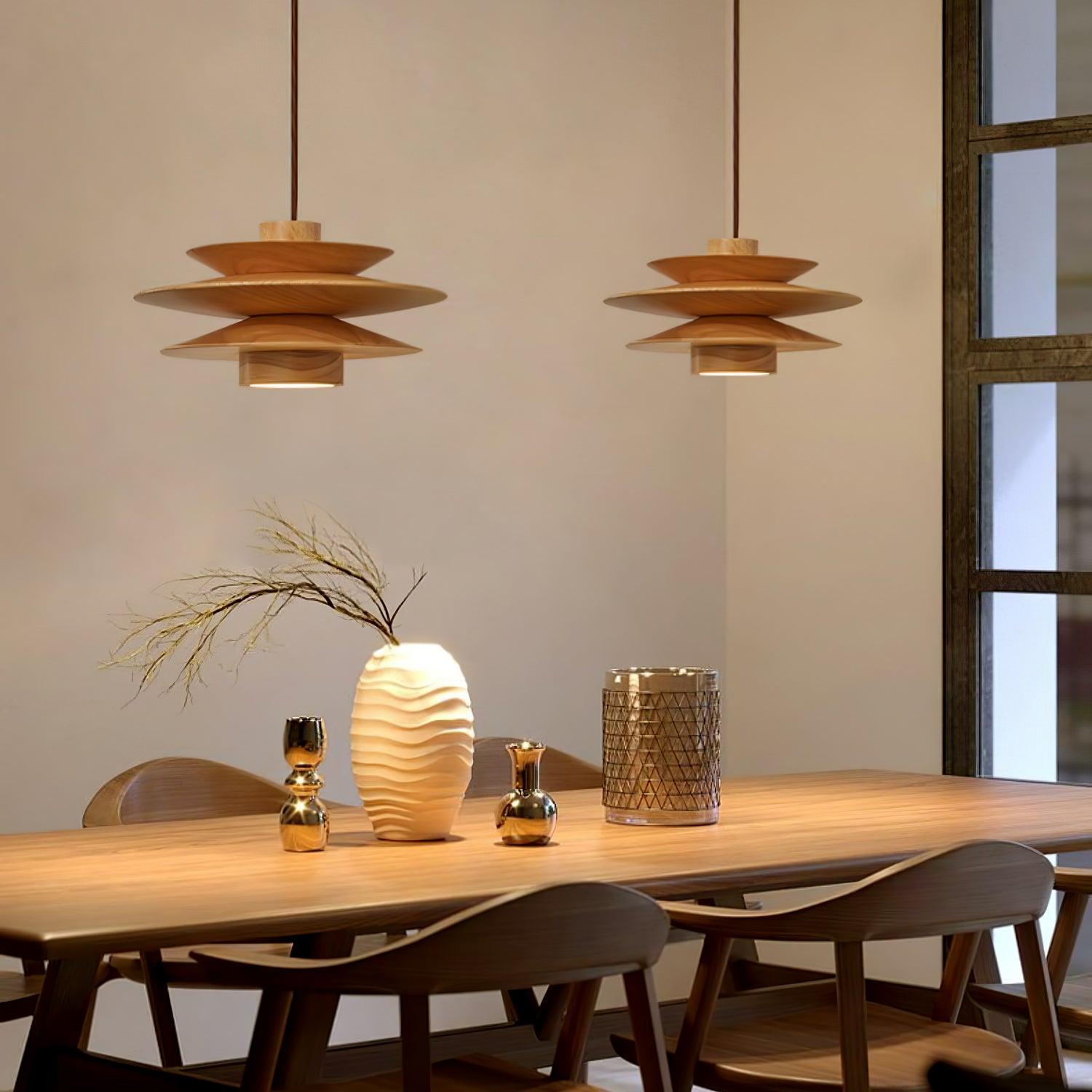 Cascade Wooden Disc Pendant Lamp - Lumpaz