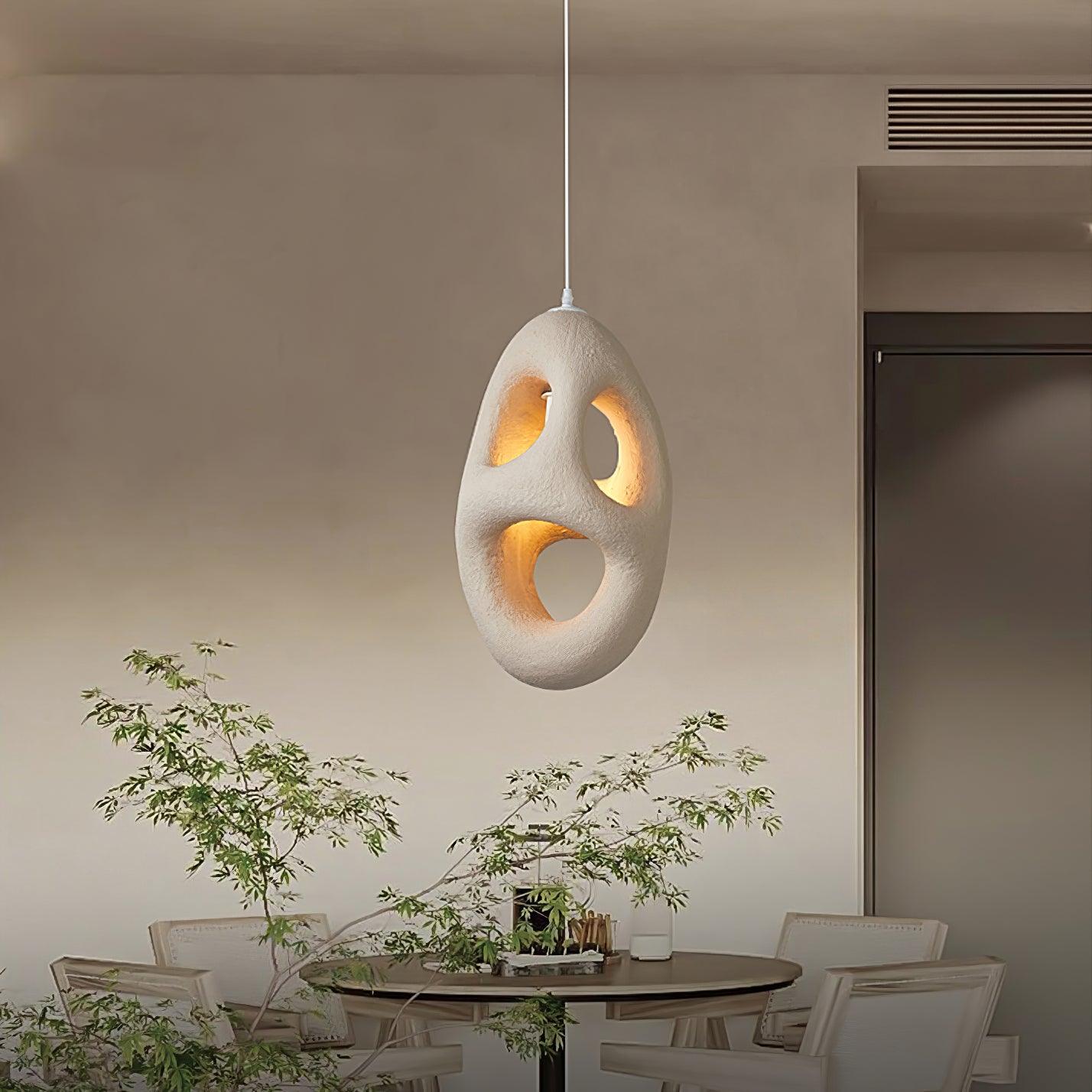 Hand-Built White Pendant Lamp - Lumpaz