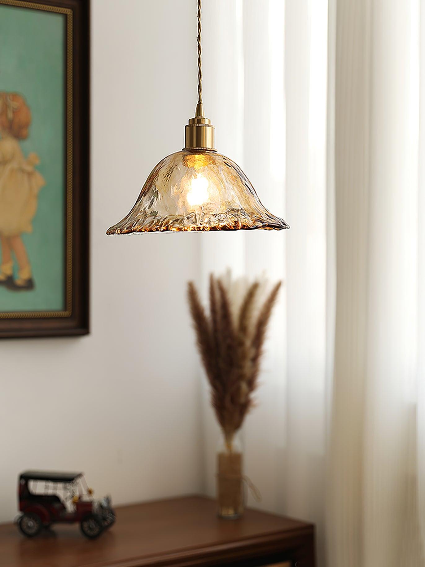 Vintage Brown Glass Pendant Light - Lumpaz