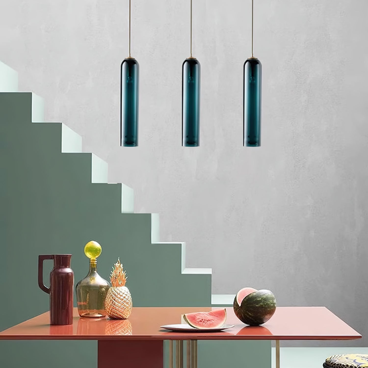 Long Tube Glass Pendant Light - Lumpaz
