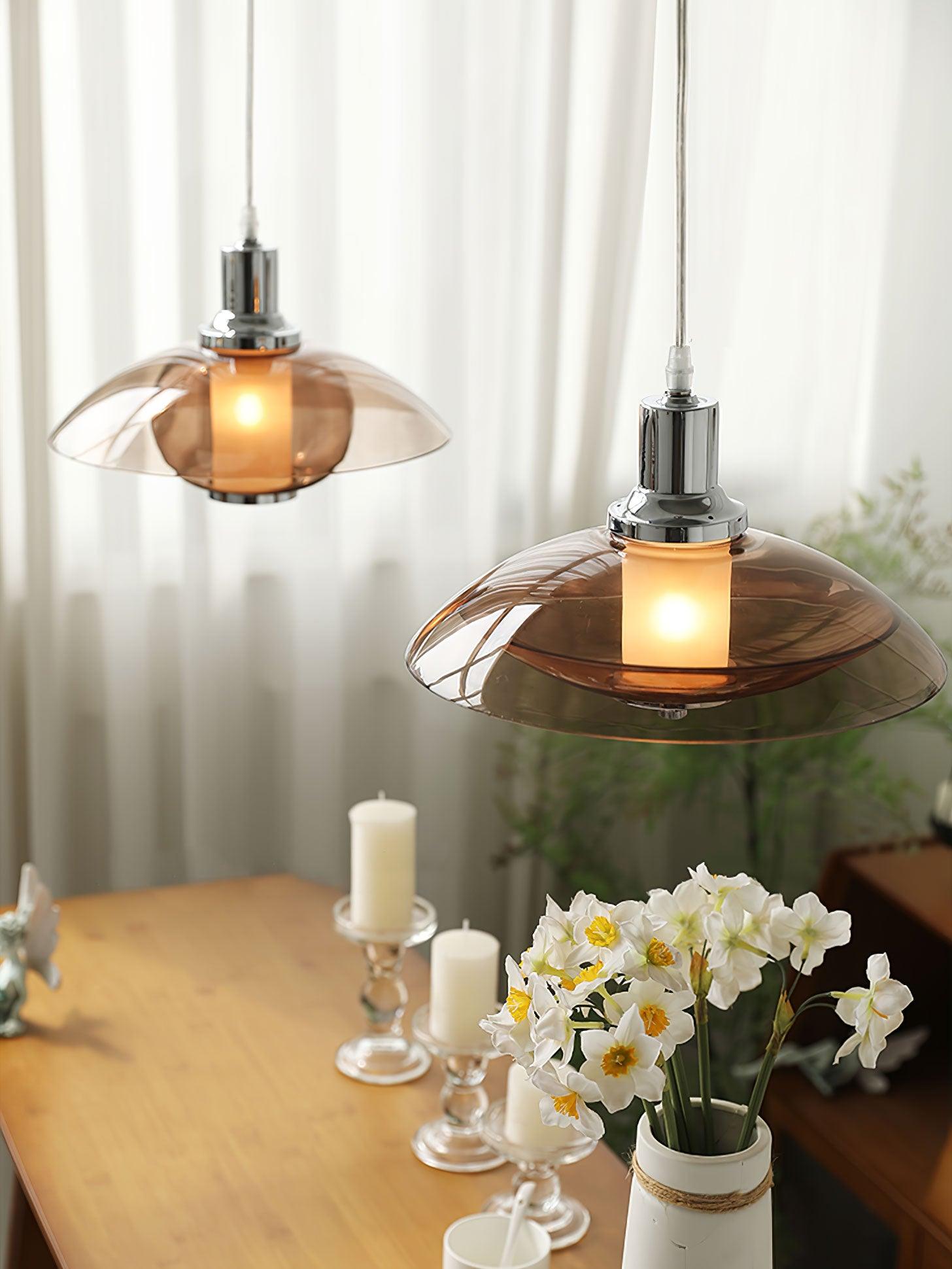 Flying Saucer Chrome Pendant Light - Lumpaz