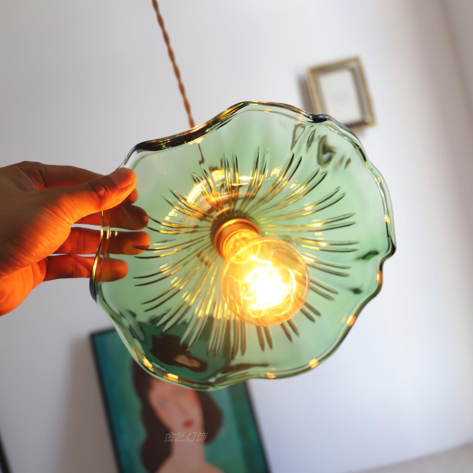 Glass Hibiscus Flower Pendant Light - Lumpaz