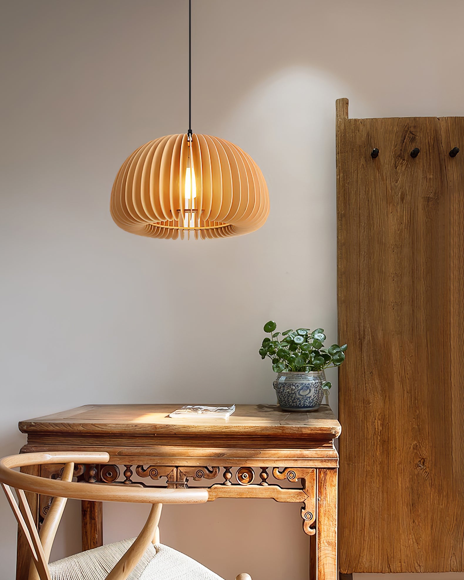 Wooden Pumpkin Pendant Lamp - Lumpaz
