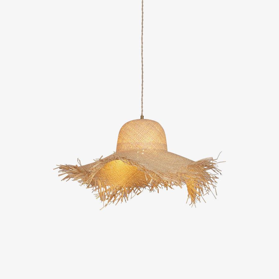 Rattan Straw Hat Pendant Light - Lumpaz