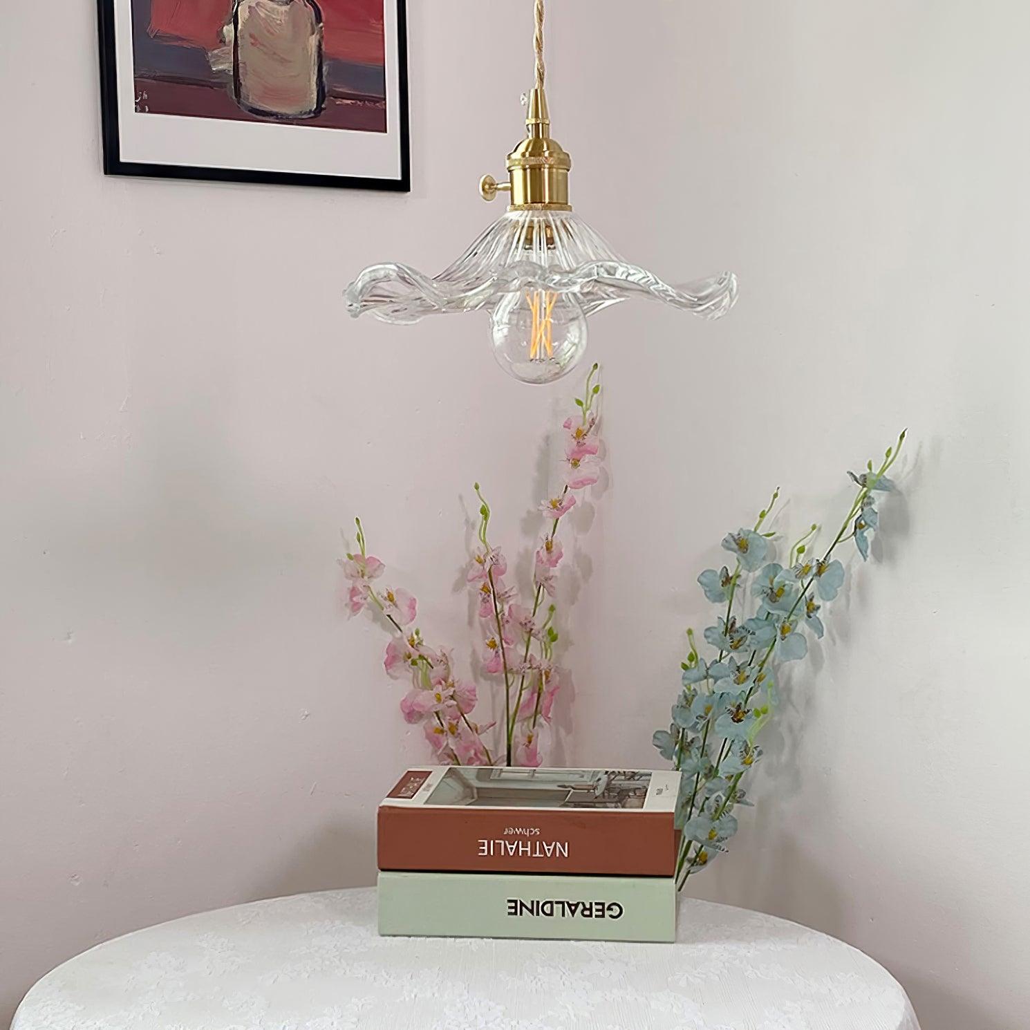 Glass Hibiscus Flower Pendant Light - Lumpaz
