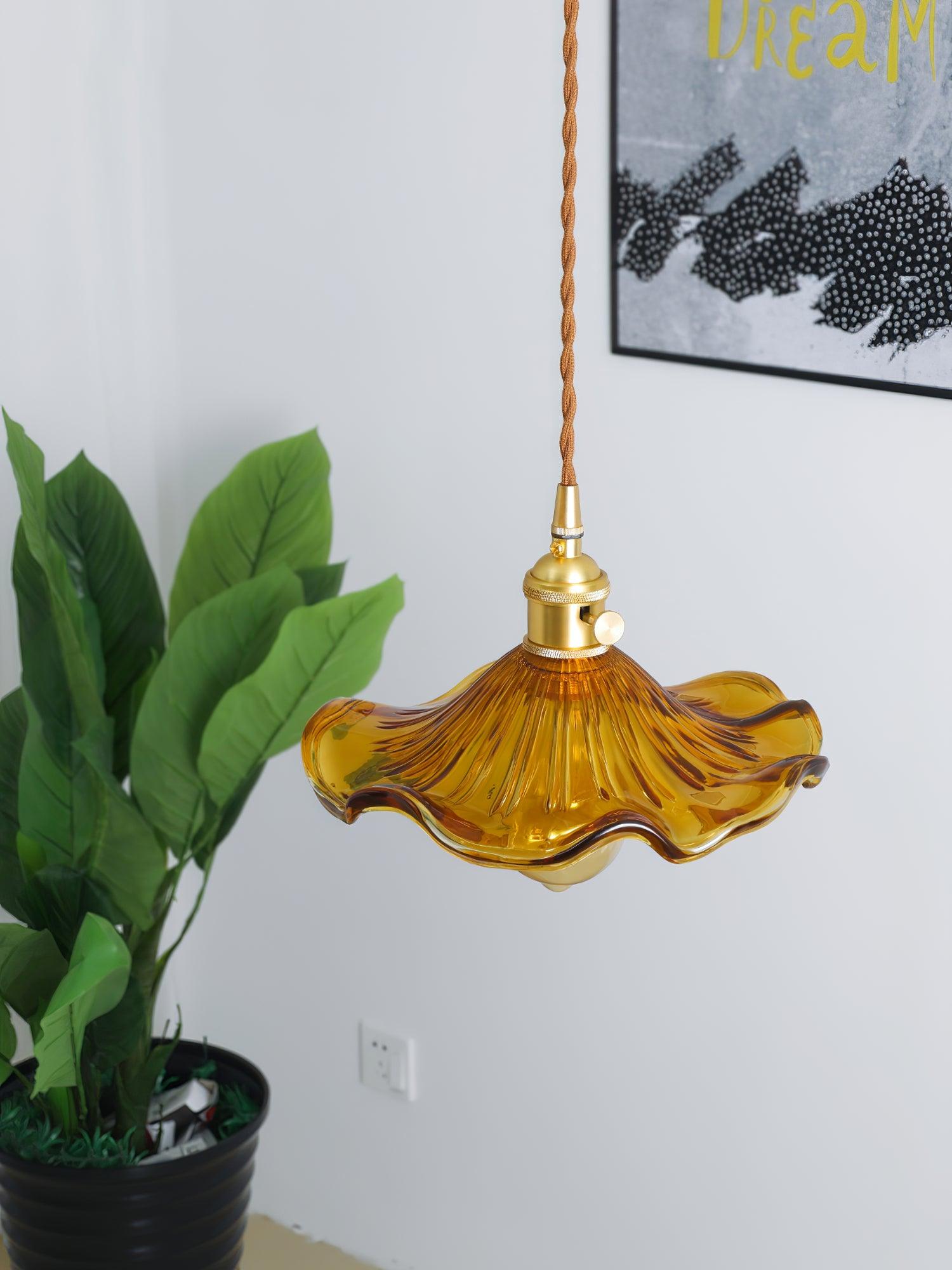 Glass Hibiscus Flower Pendant Light - Lumpaz