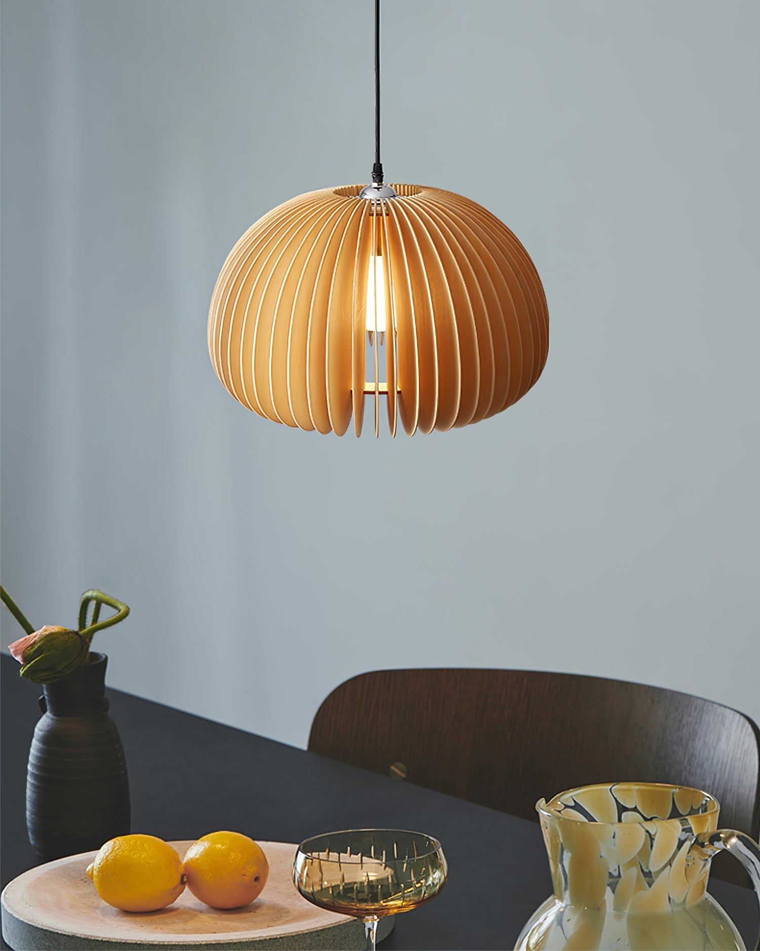 Wooden Pumpkin Pendant Lamp - Lumpaz