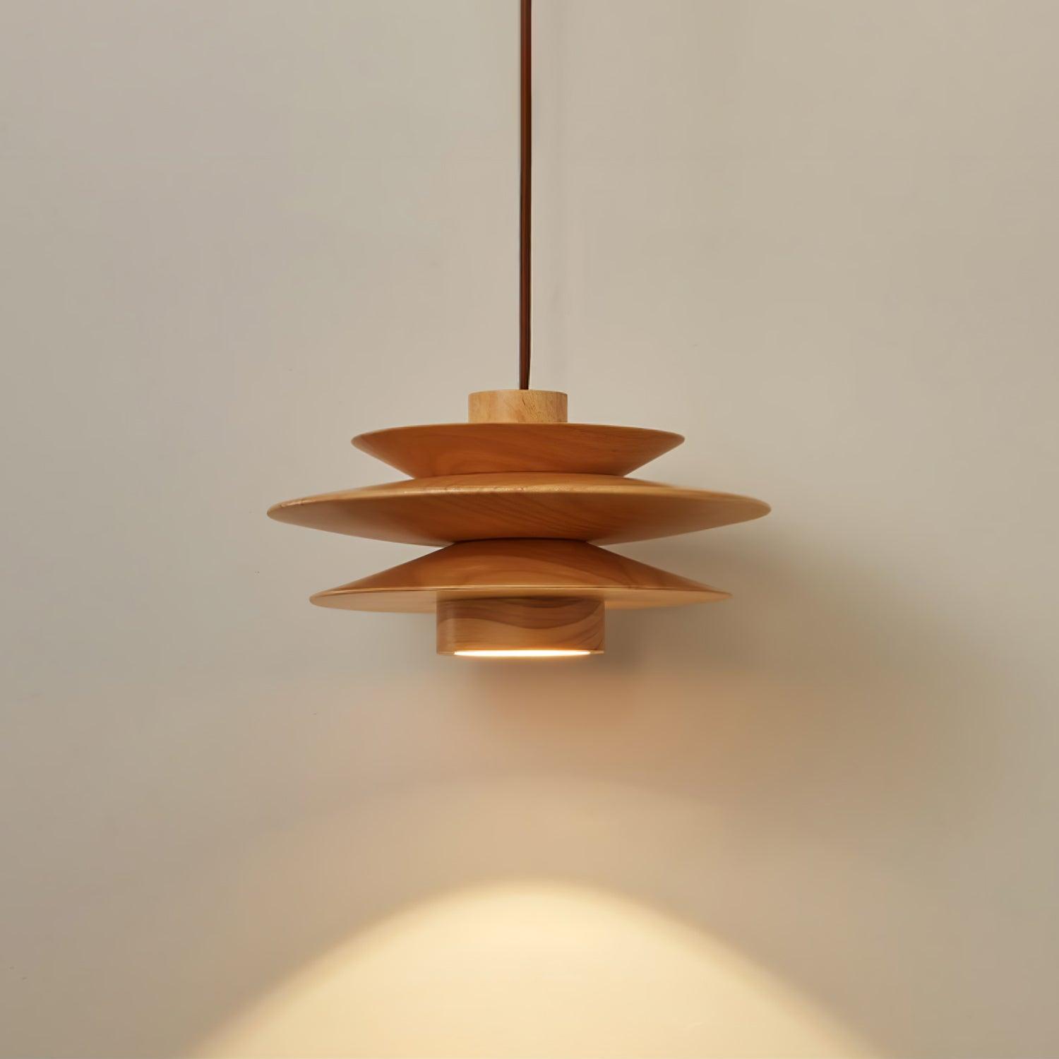 Cascade Wooden Disc Pendant Lamp - Lumpaz