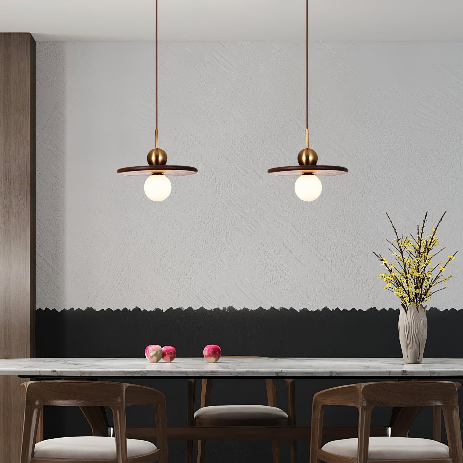 Flying Saucer Walnut Pendant Lamp - Lumpaz