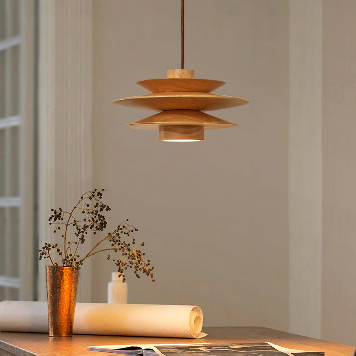 Cascade Wooden Disc Pendant Lamp - Lumpaz