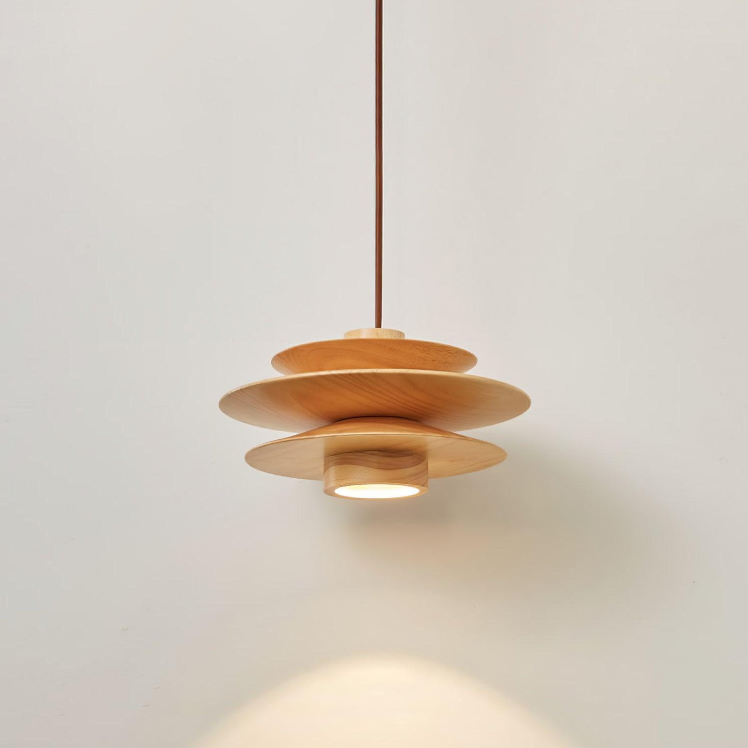 Cascade Wooden Disc Pendant Lamp - Lumpaz