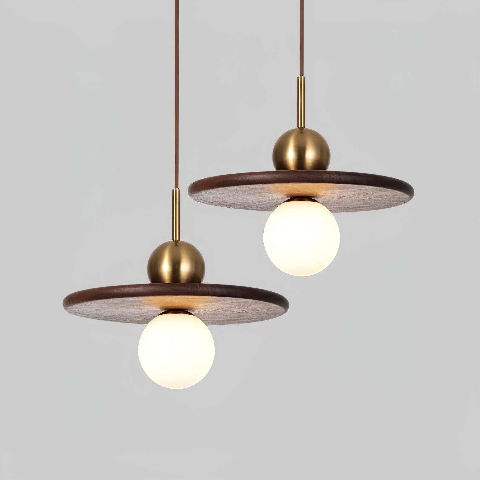 Flying Saucer Walnut Pendant Lamp - Lumpaz