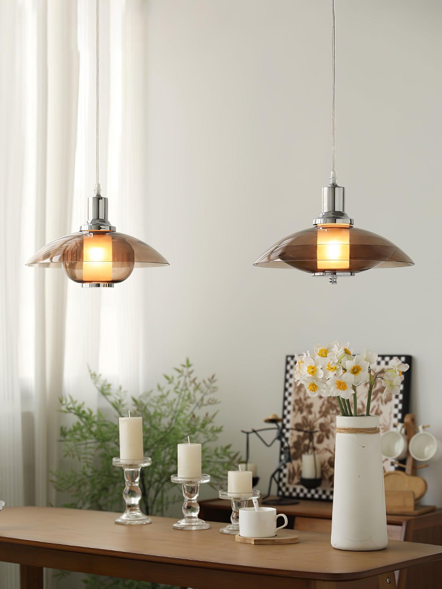Flying Saucer Chrome Pendant Light - Lumpaz