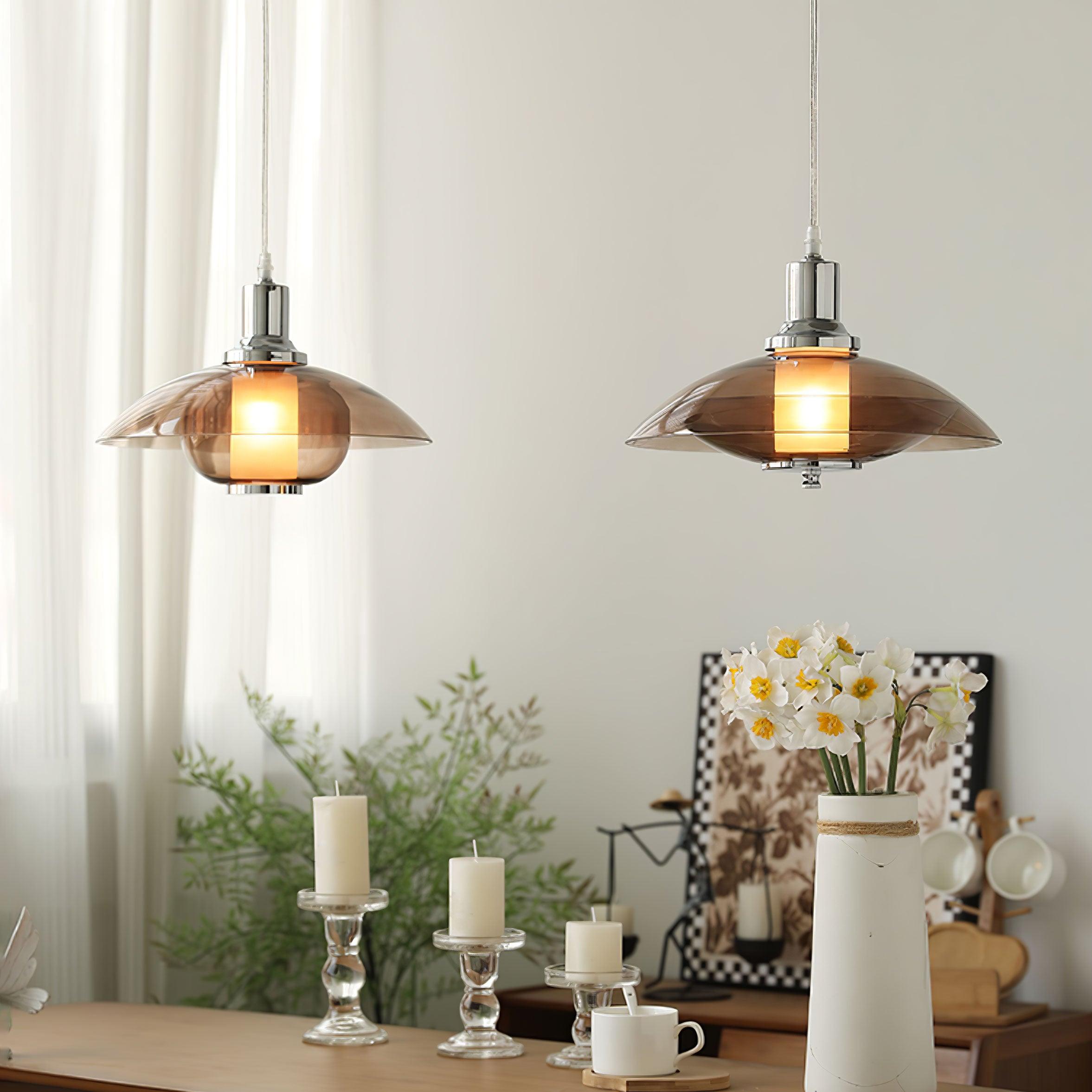 Flying Saucer Chrome Pendant Light - Lumpaz
