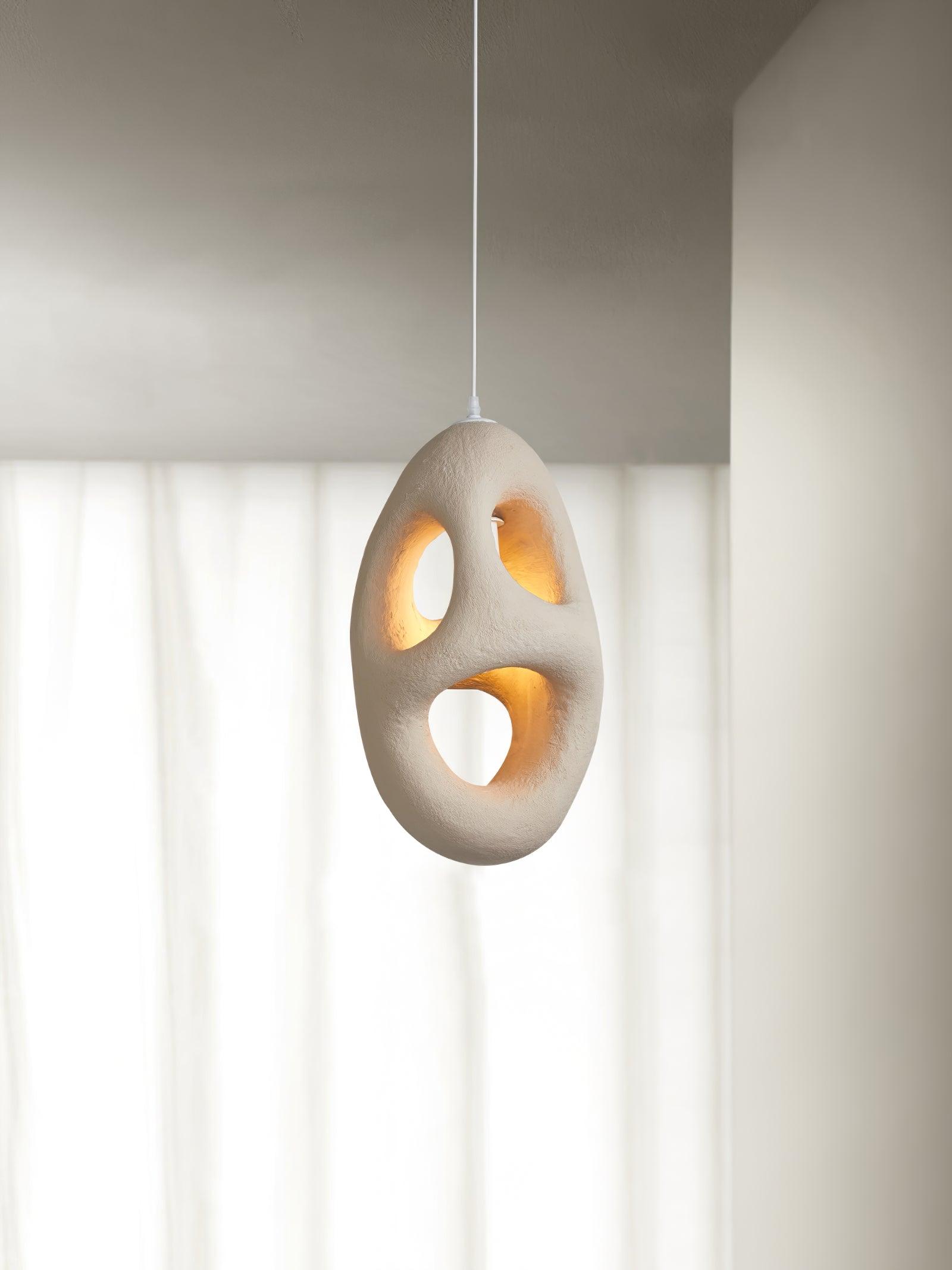Hand-Built White Pendant Lamp - Lumpaz