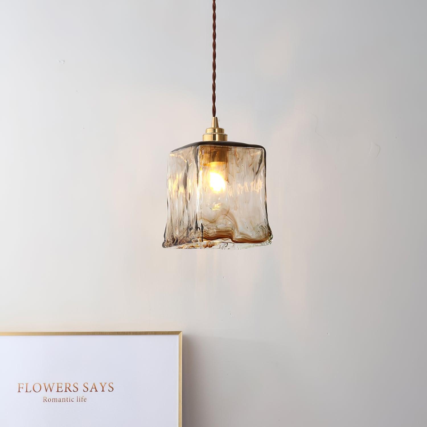 Vintage Brown Glass Pendant Light - Lumpaz