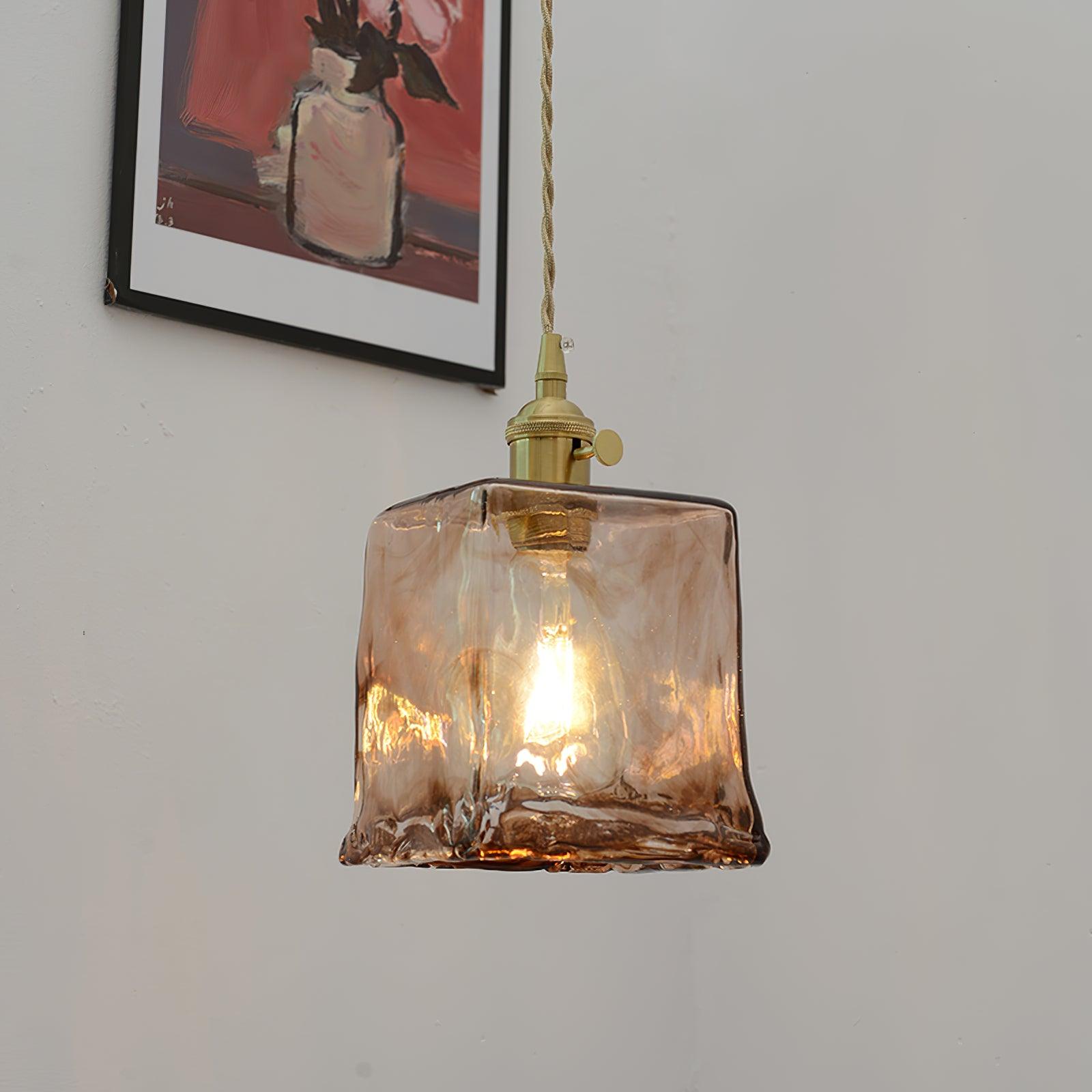 Vintage Brown Glass Pendant Light - Lumpaz