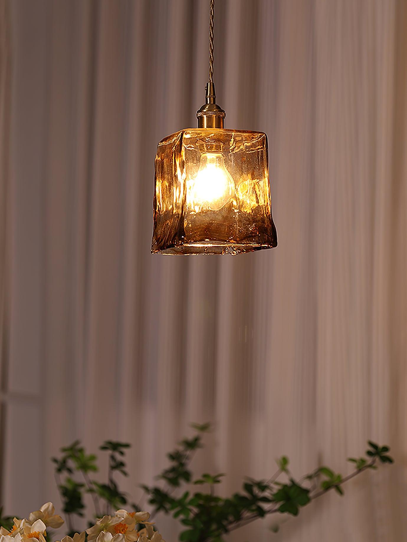 Vintage Brown Glass Pendant Light - Lumpaz