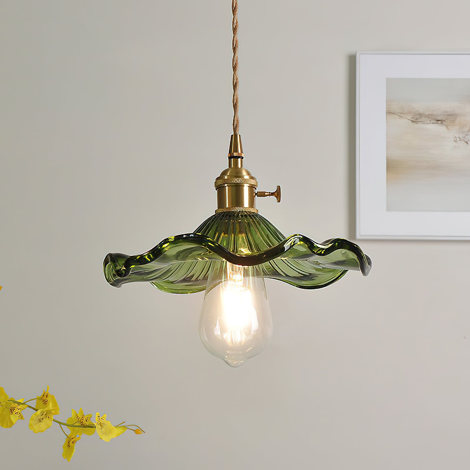 Glass Hibiscus Flower Pendant Light - Lumpaz
