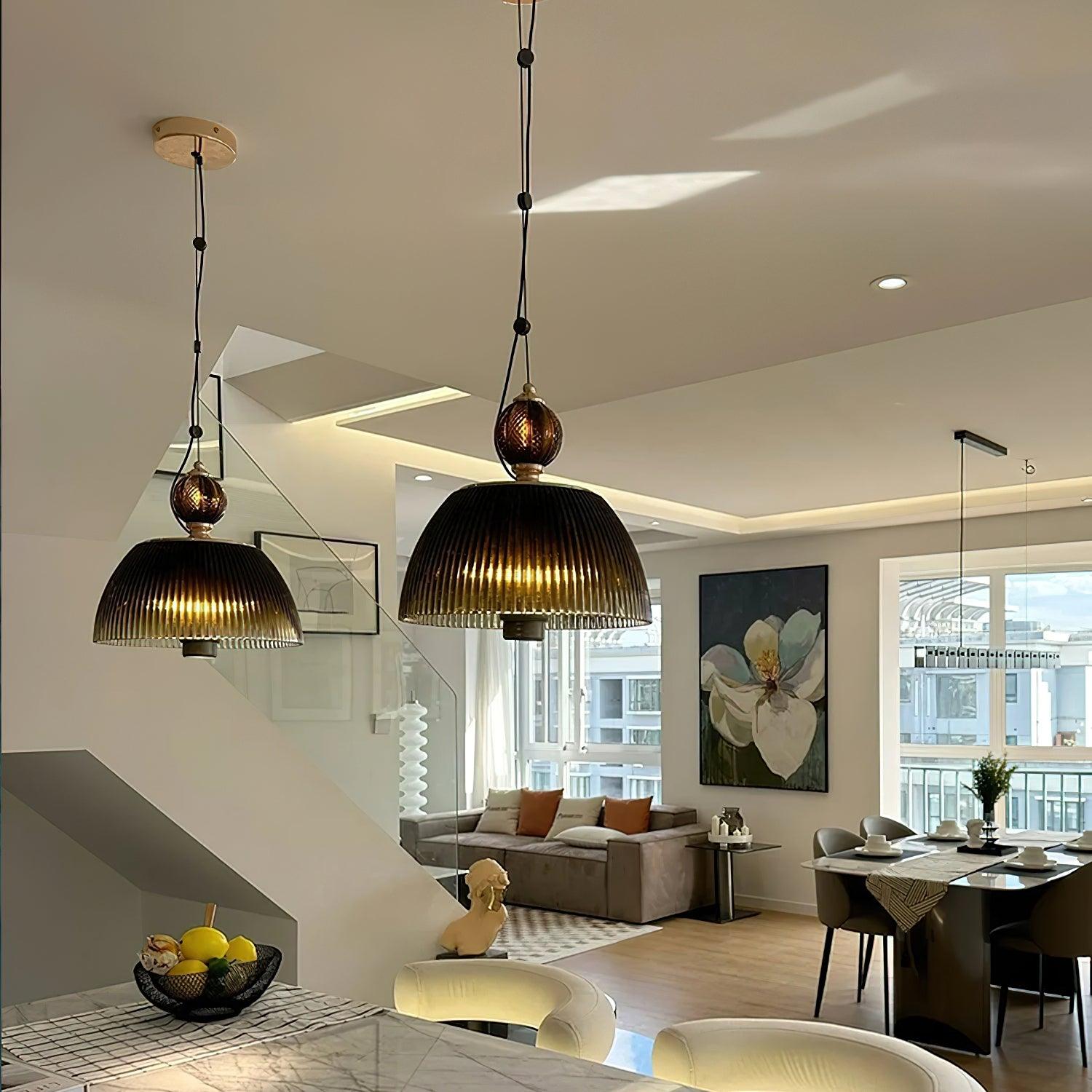 Green Glass Bowl Pendant Lamp - Lumpaz
