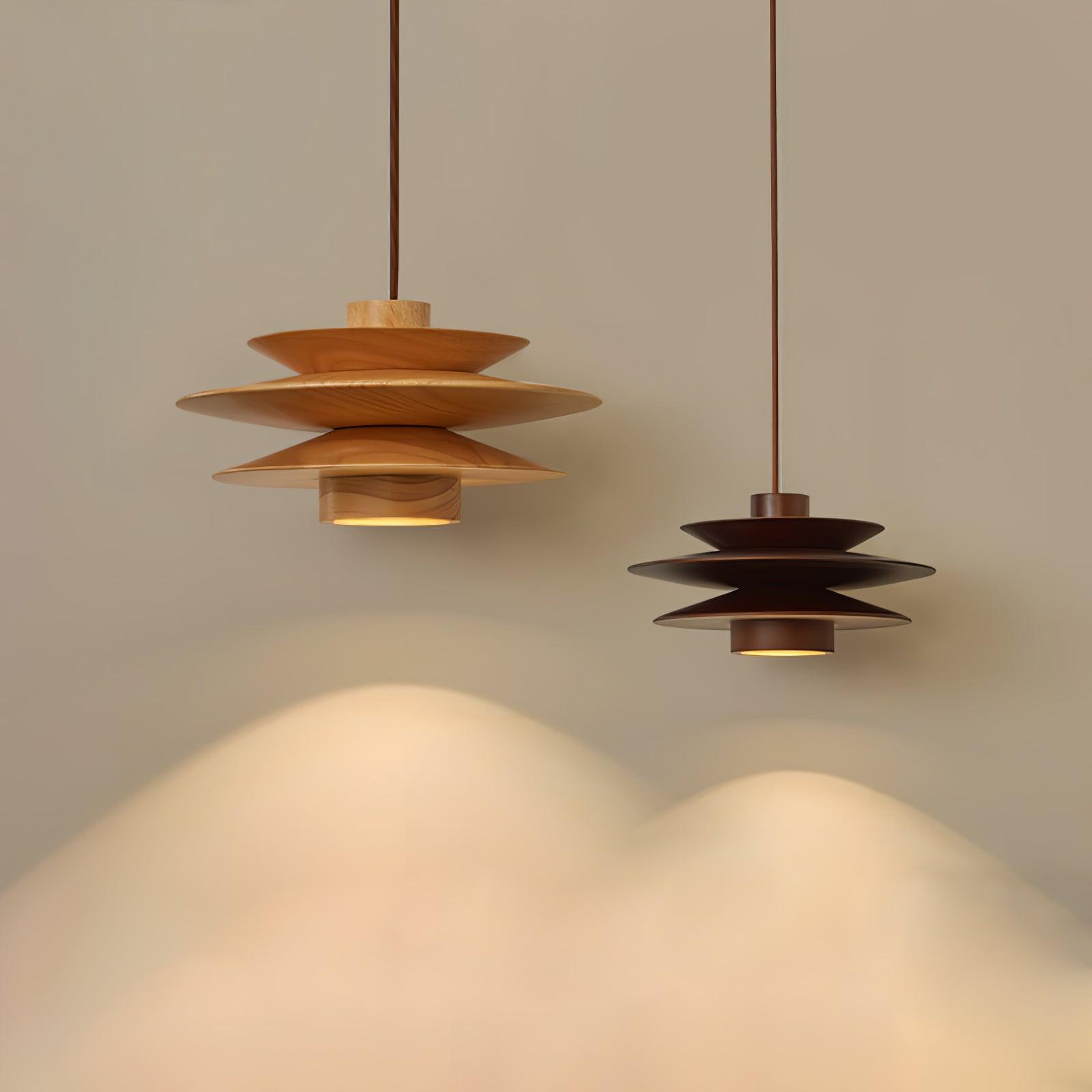 Cascade Wooden Disc Pendant Lamp - Lumpaz