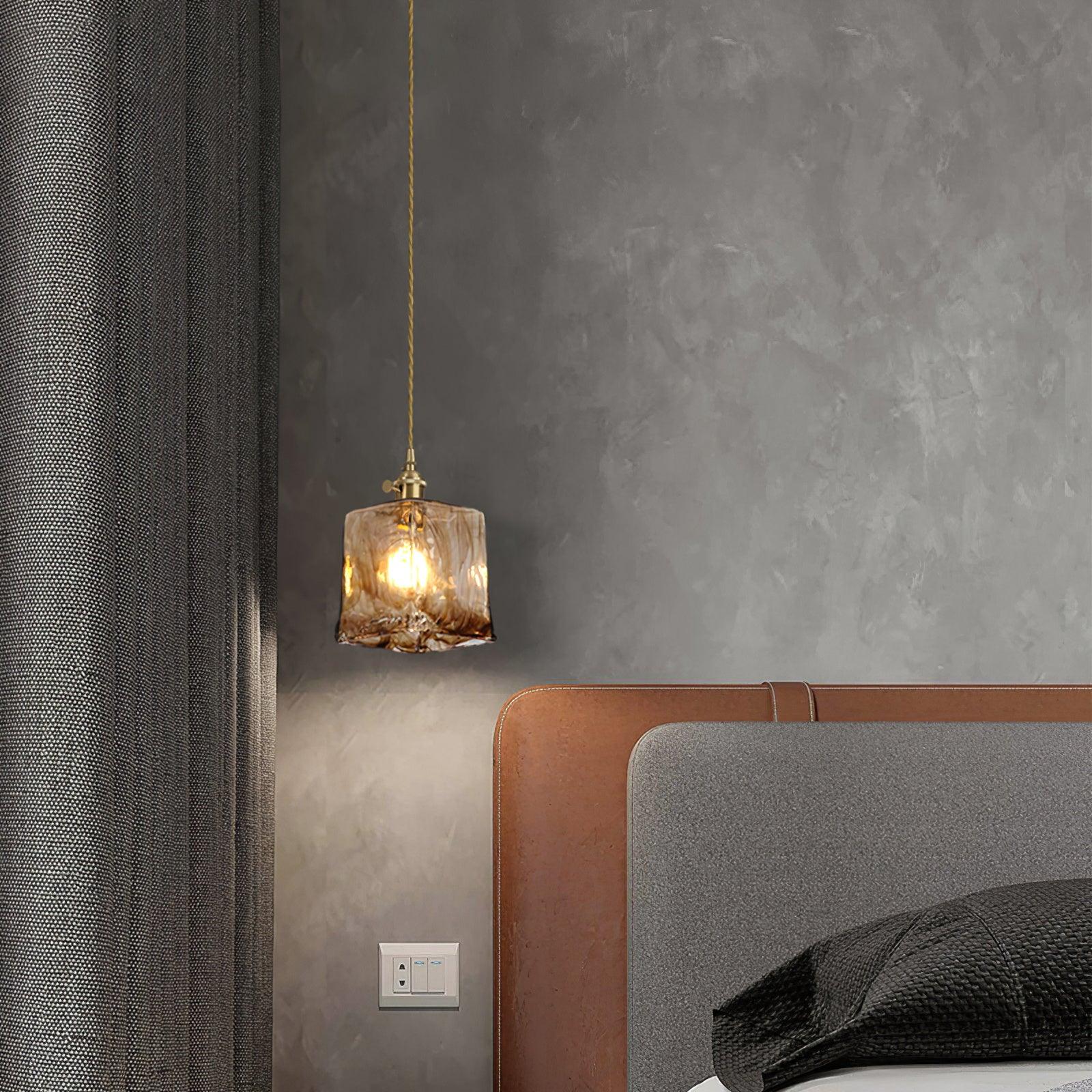 Vintage Brown Glass Pendant Light - Lumpaz