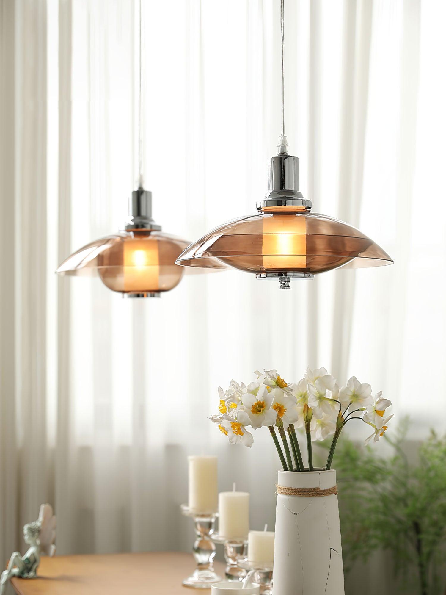 Flying Saucer Chrome Pendant Light - Lumpaz