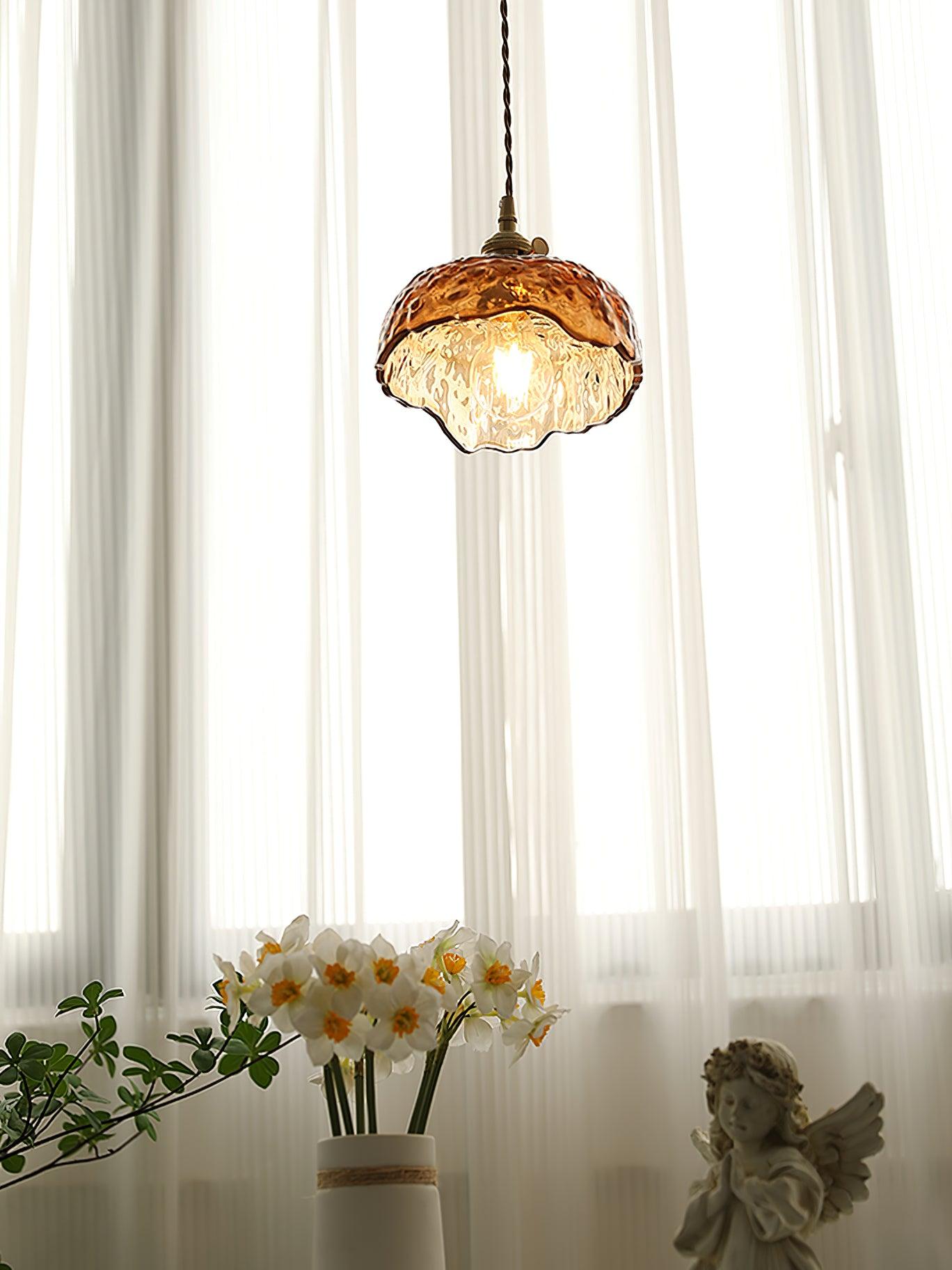 Vintage Brown Glass Pendant Light - Lumpaz