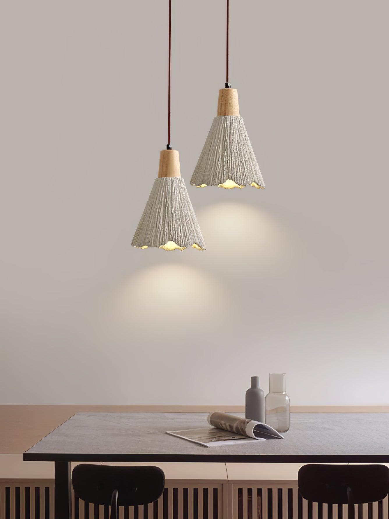 Concrete Pleated Pendant Lamp - Lumpaz