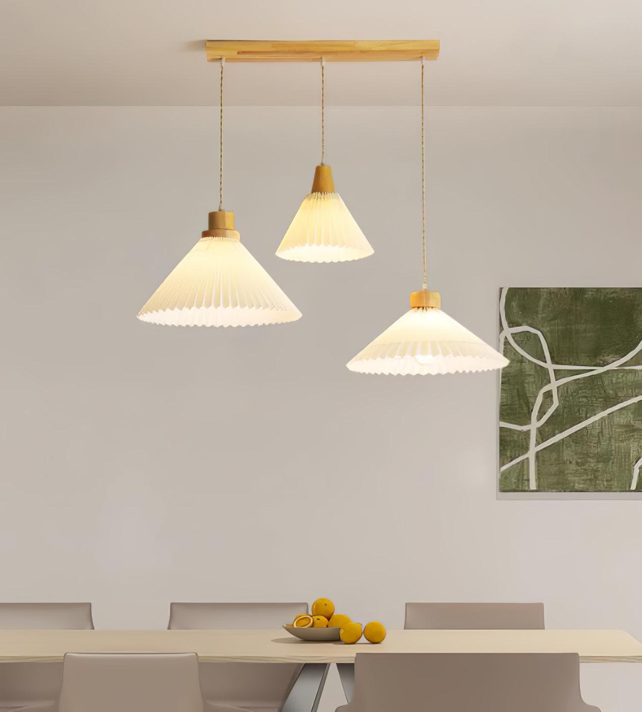 Pleated Wooden Pendant Light - Lumpaz