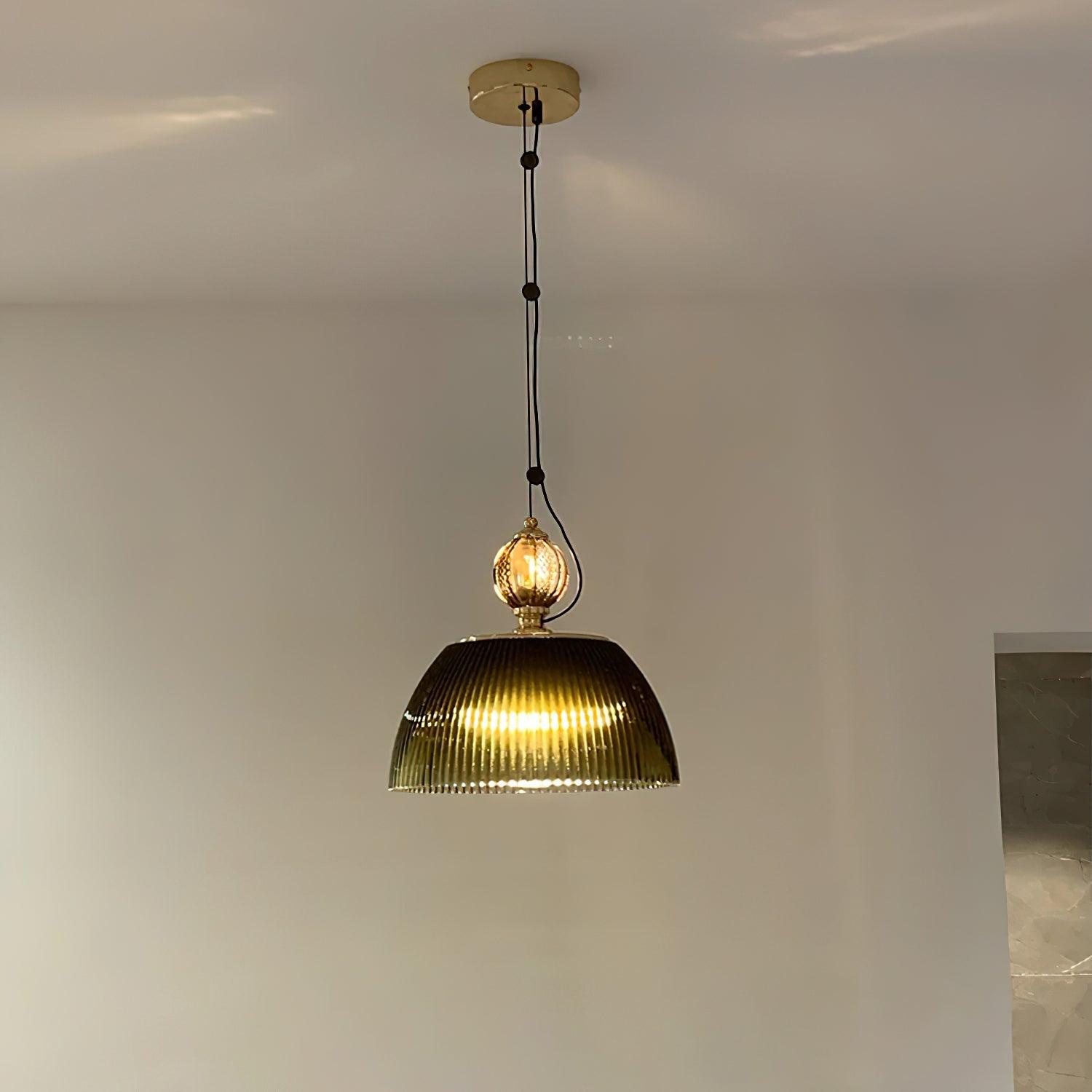 Green Glass Bowl Pendant Lamp - Lumpaz