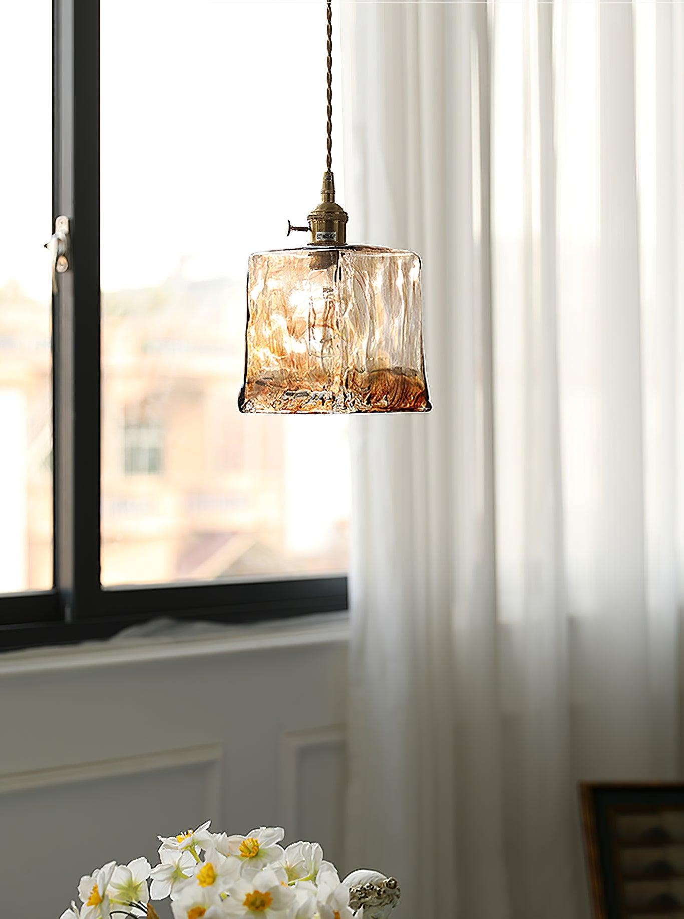 Vintage Brown Glass Pendant Light - Lumpaz