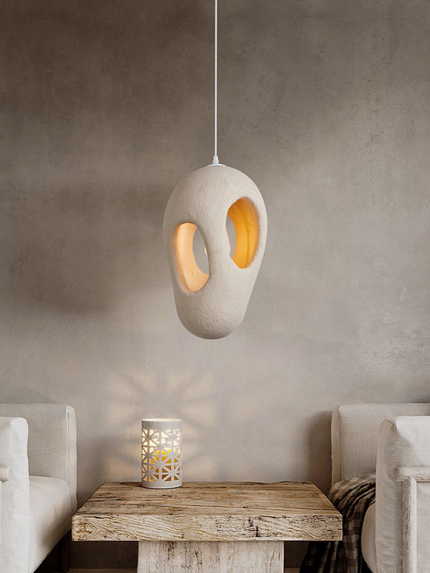 Hand-Built White Pendant Lamp - Lumpaz