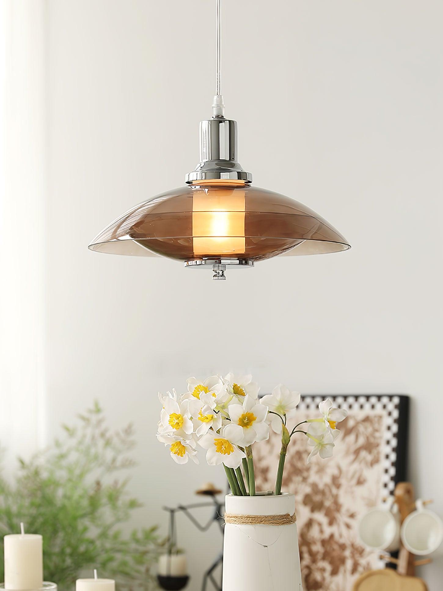Flying Saucer Chrome Pendant Light - Lumpaz