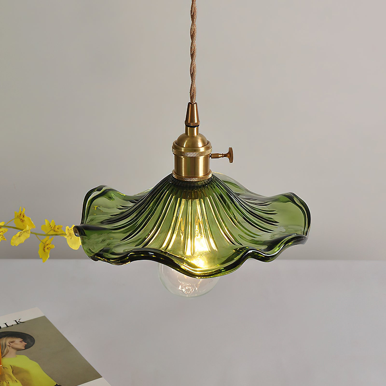 Glass Hibiscus Flower Pendant Light - Lumpaz