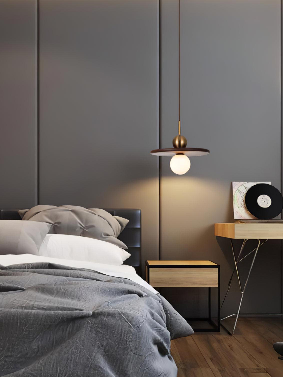 Flying Saucer Walnut Pendant Lamp - Lumpaz