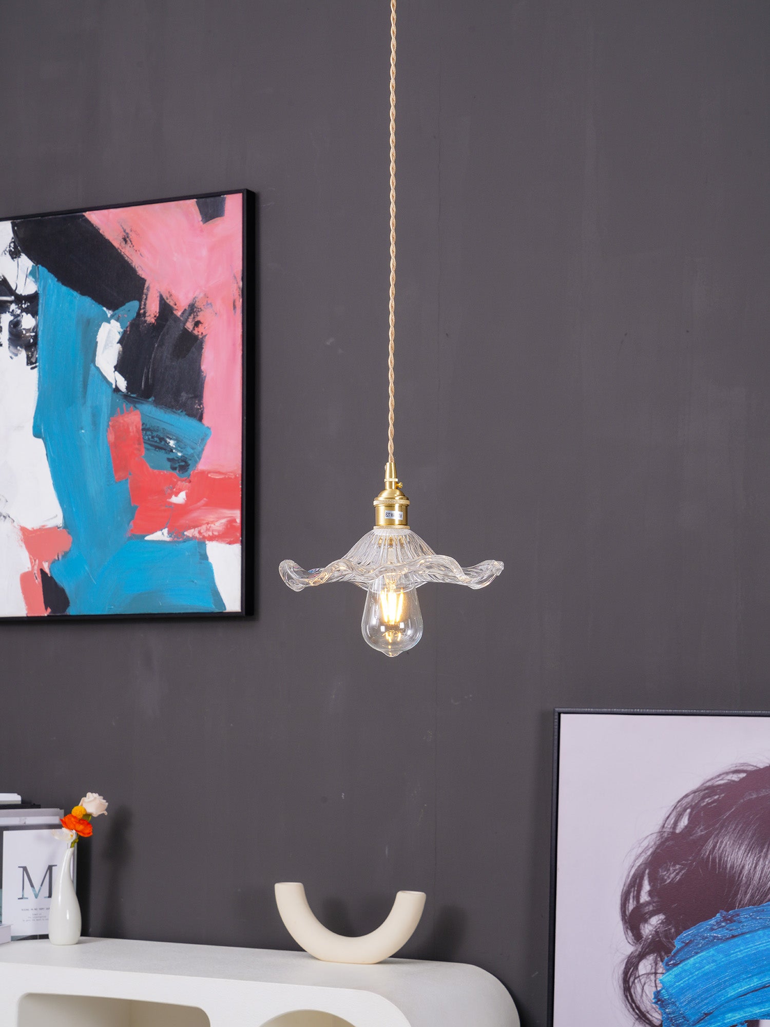 Glass Hibiscus Flower Pendant Light - Lumpaz