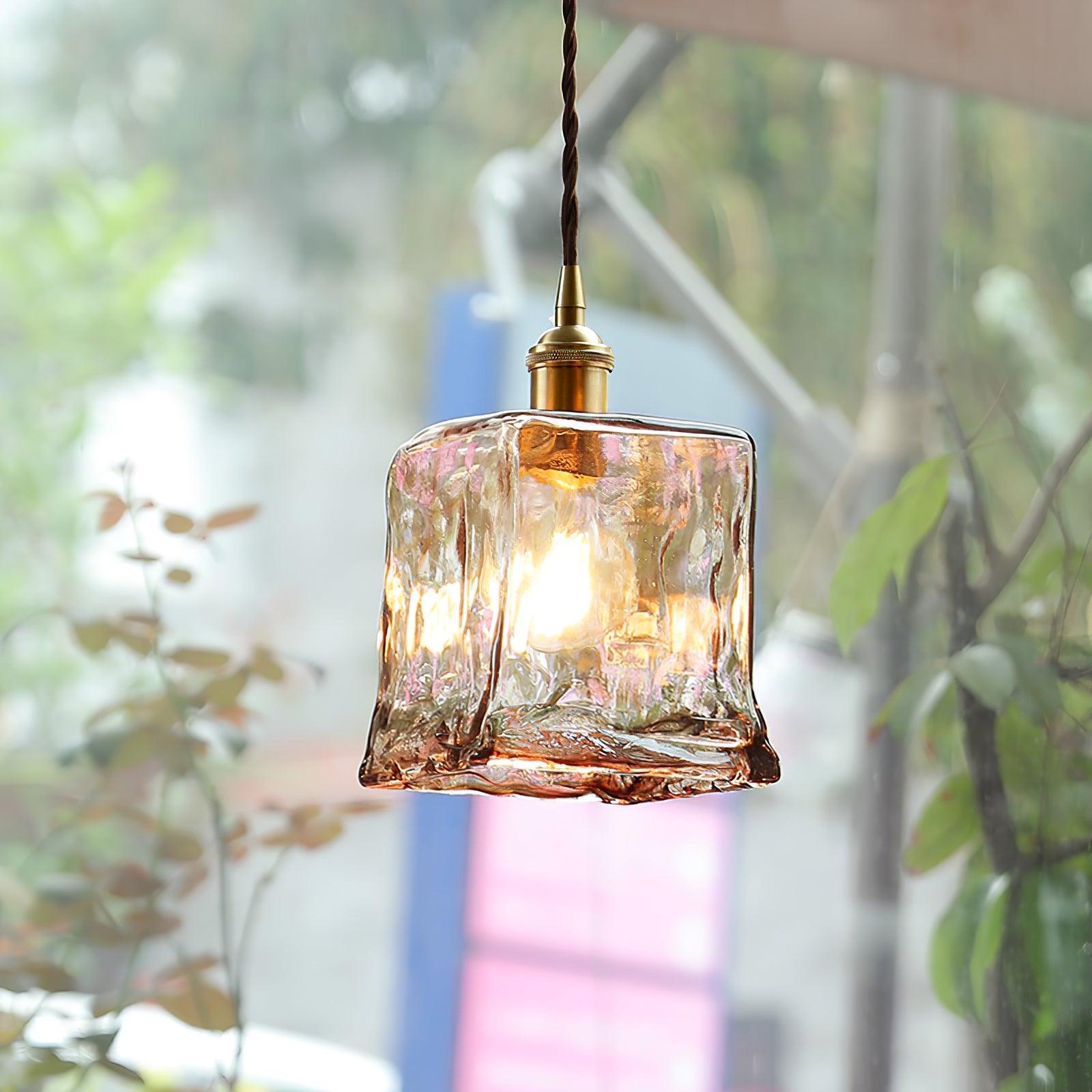 Vintage Brown Glass Pendant Light - Lumpaz