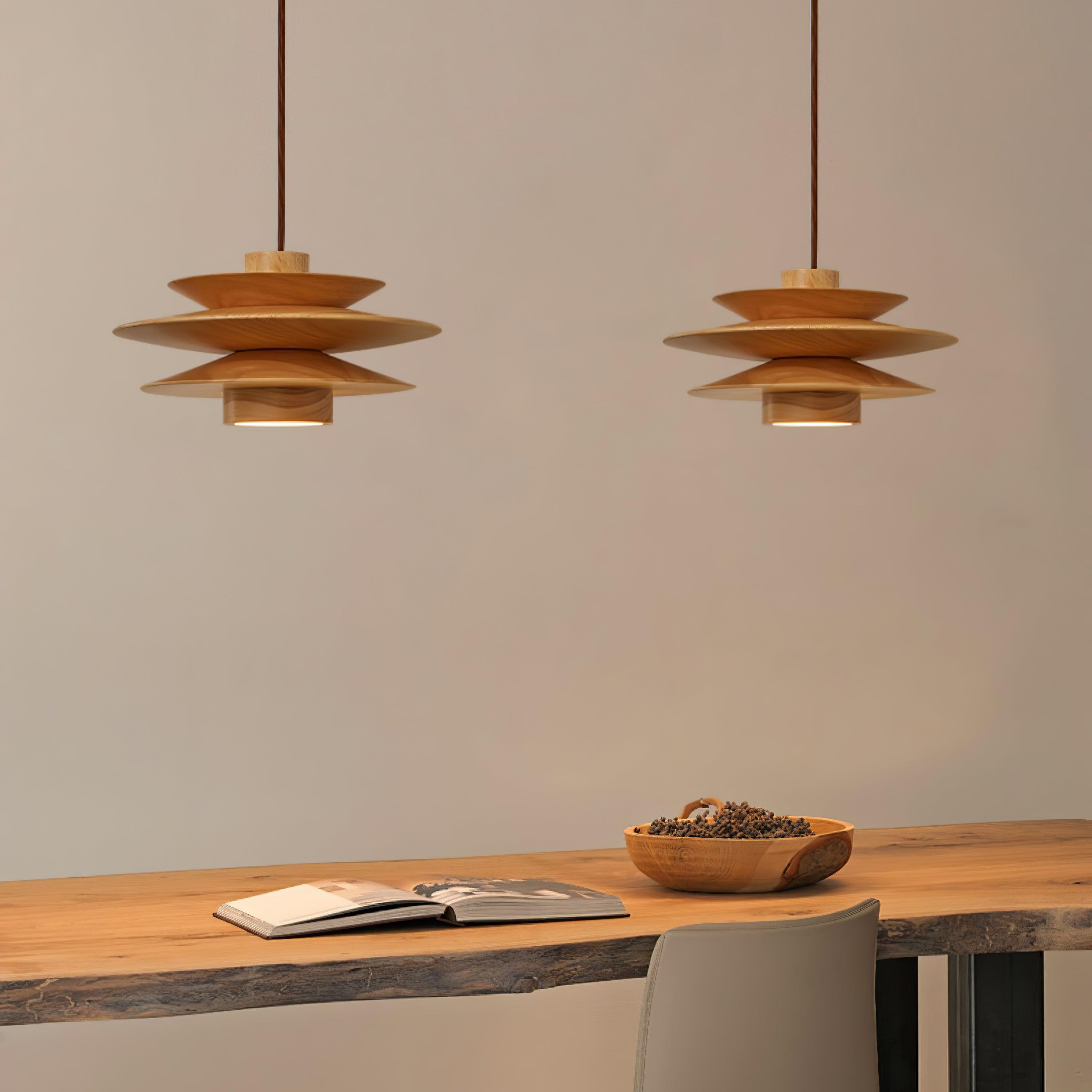 Cascade Wooden Disc Pendant Lamp - Lumpaz