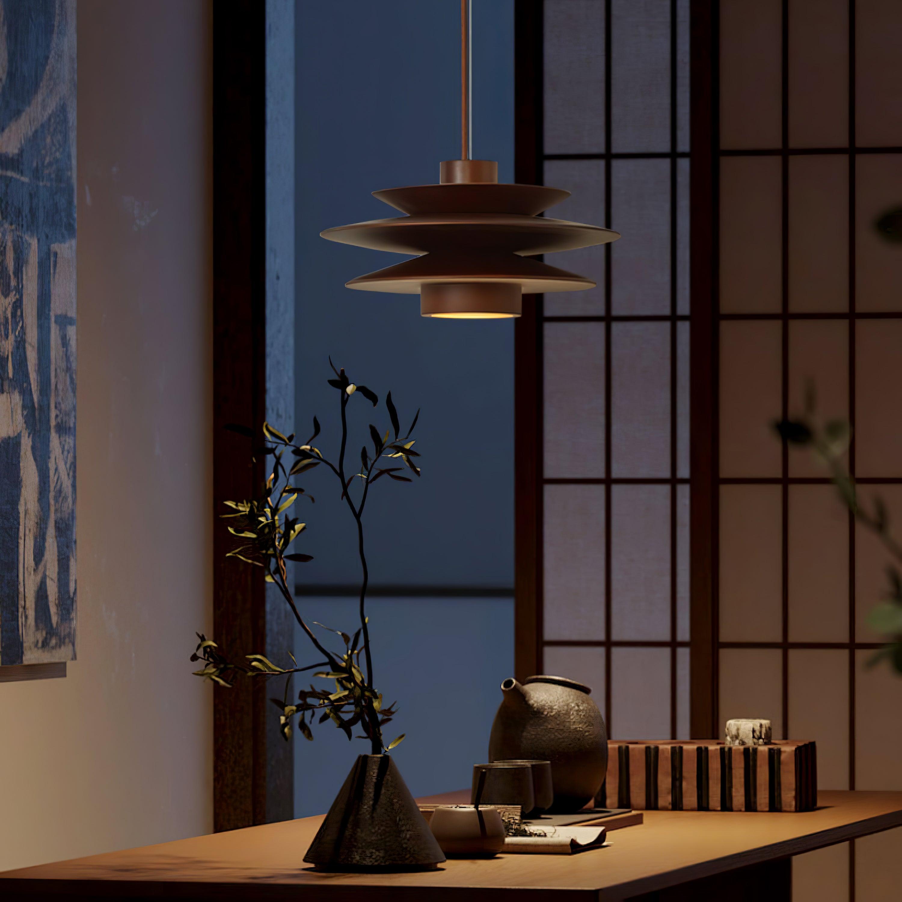 Cascade Wooden Disc Pendant Lamp - Lumpaz
