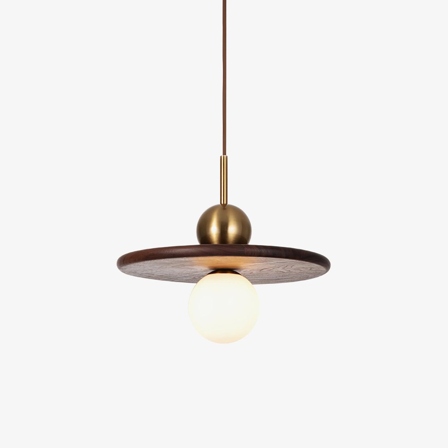 Flying Saucer Walnut Pendant Lamp - Lumpaz