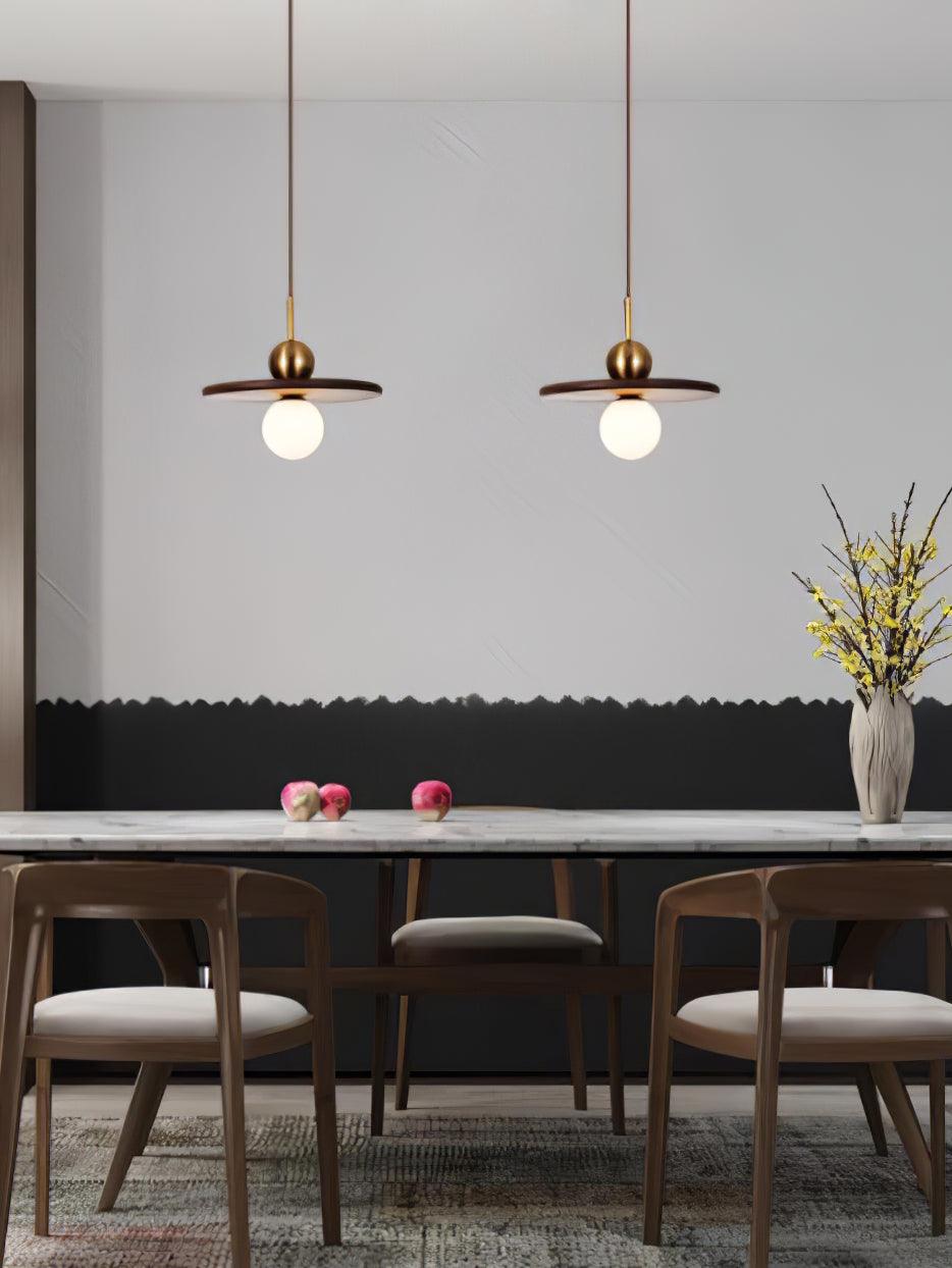 Flying Saucer Walnut Pendant Lamp - Lumpaz