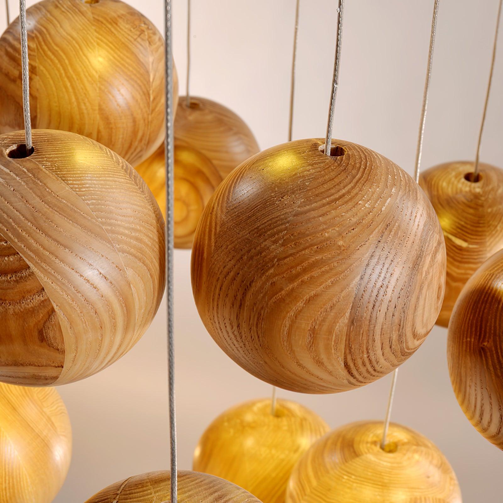 Wooden Orb Sphere Cluster Pendant Light - Lumpaz