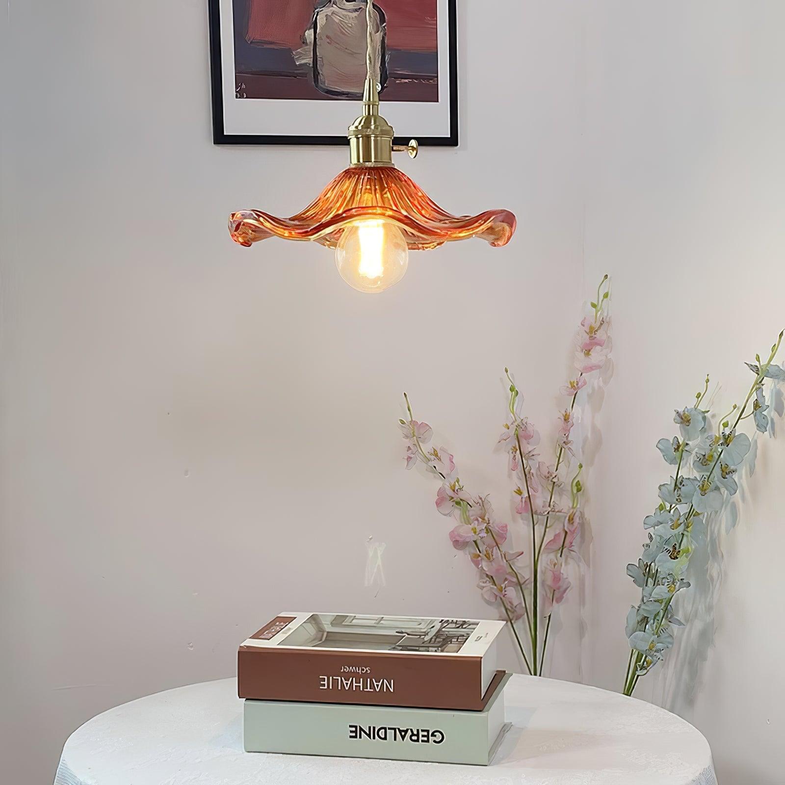 Glass Hibiscus Flower Pendant Light - Lumpaz