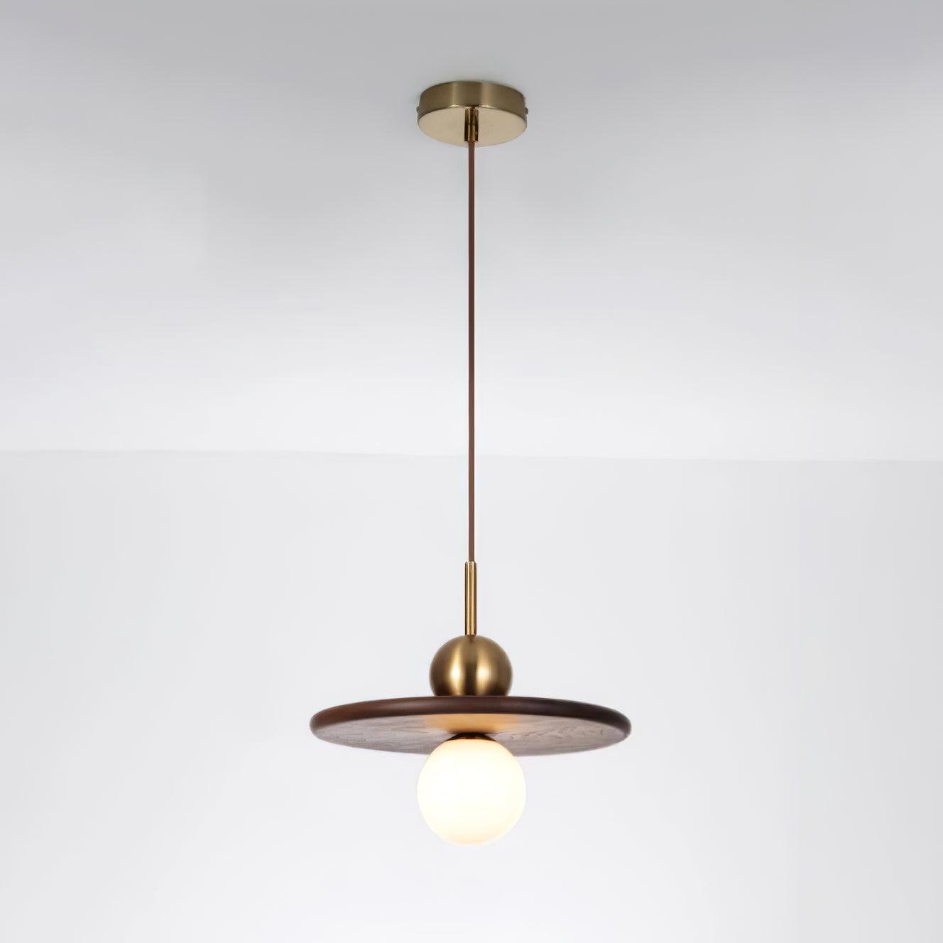 Flying Saucer Walnut Pendant Lamp - Lumpaz