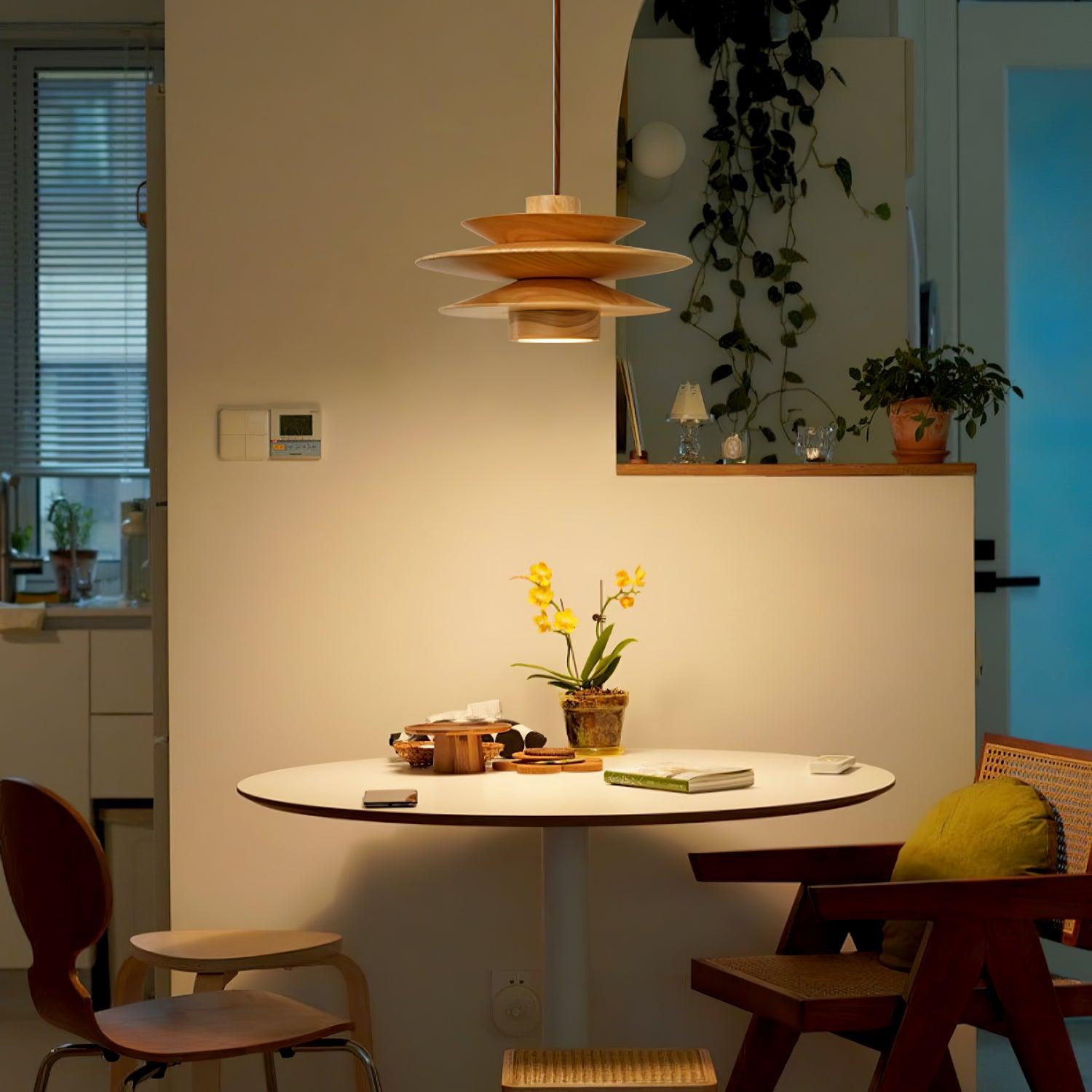 Cascade Wooden Disc Pendant Lamp - Lumpaz