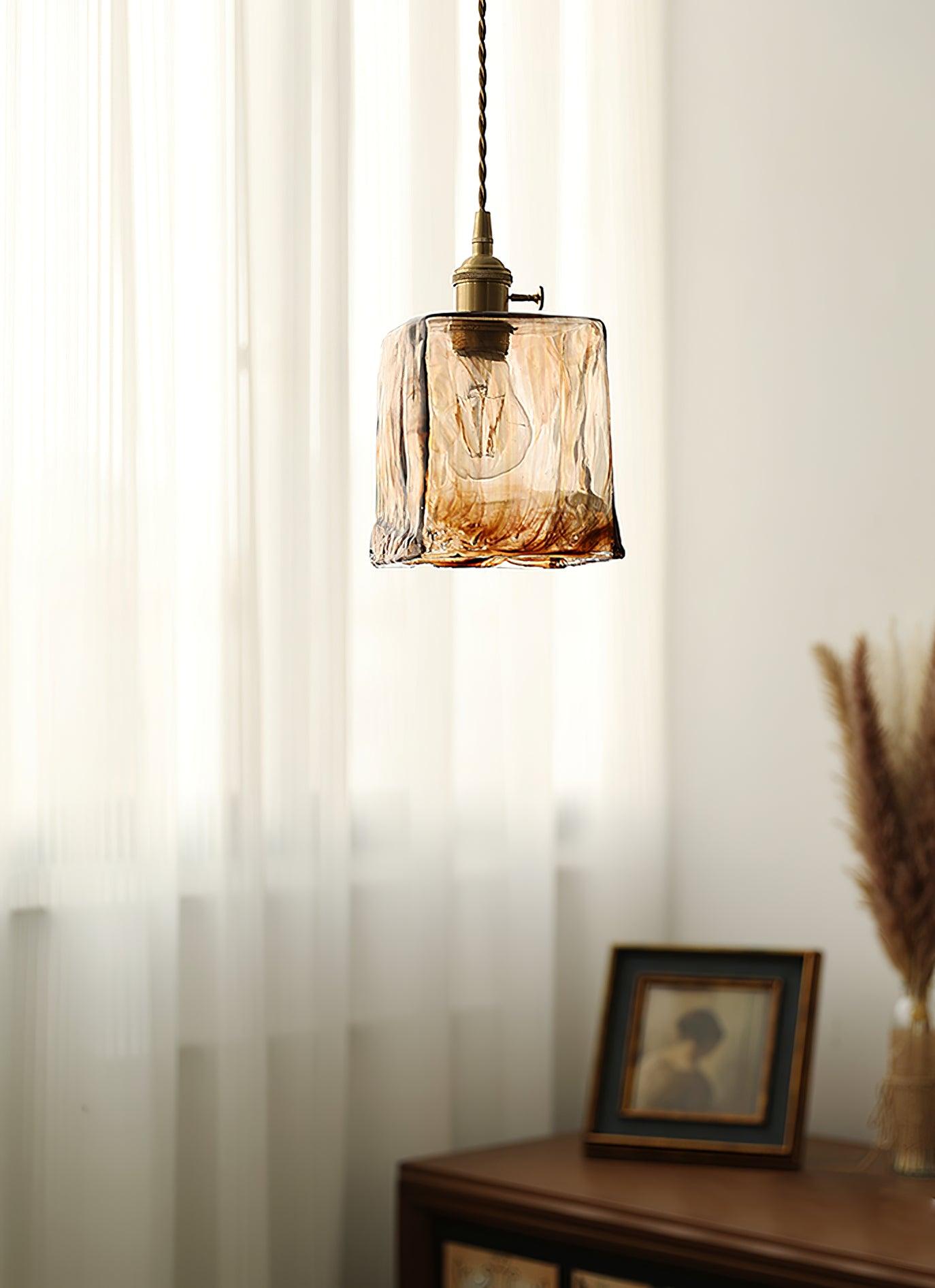 Vintage Brown Glass Pendant Light - Lumpaz